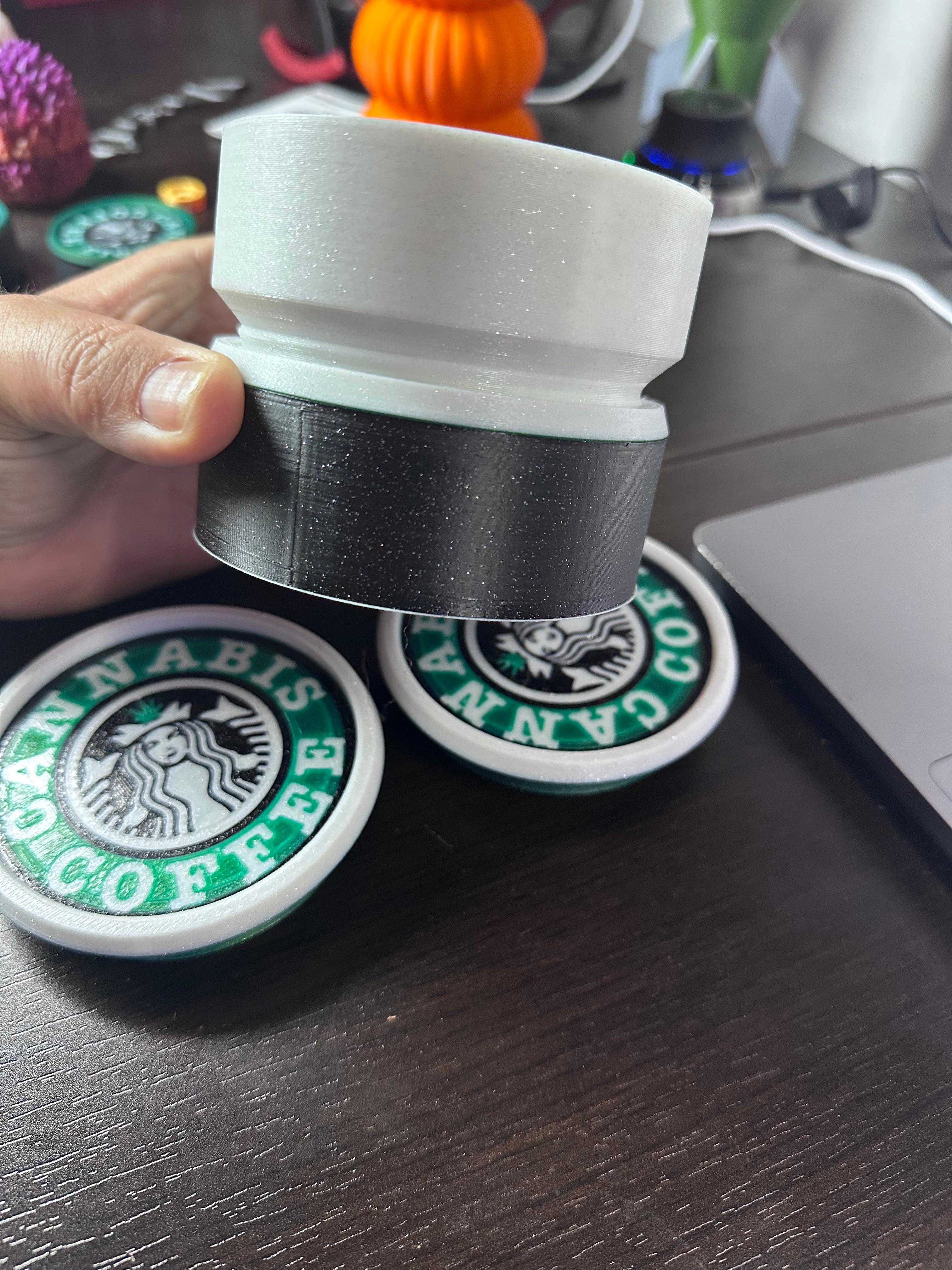 Cannab*s & Coffee - Coaster, Stash, Set. Threaded and stackable  3d model