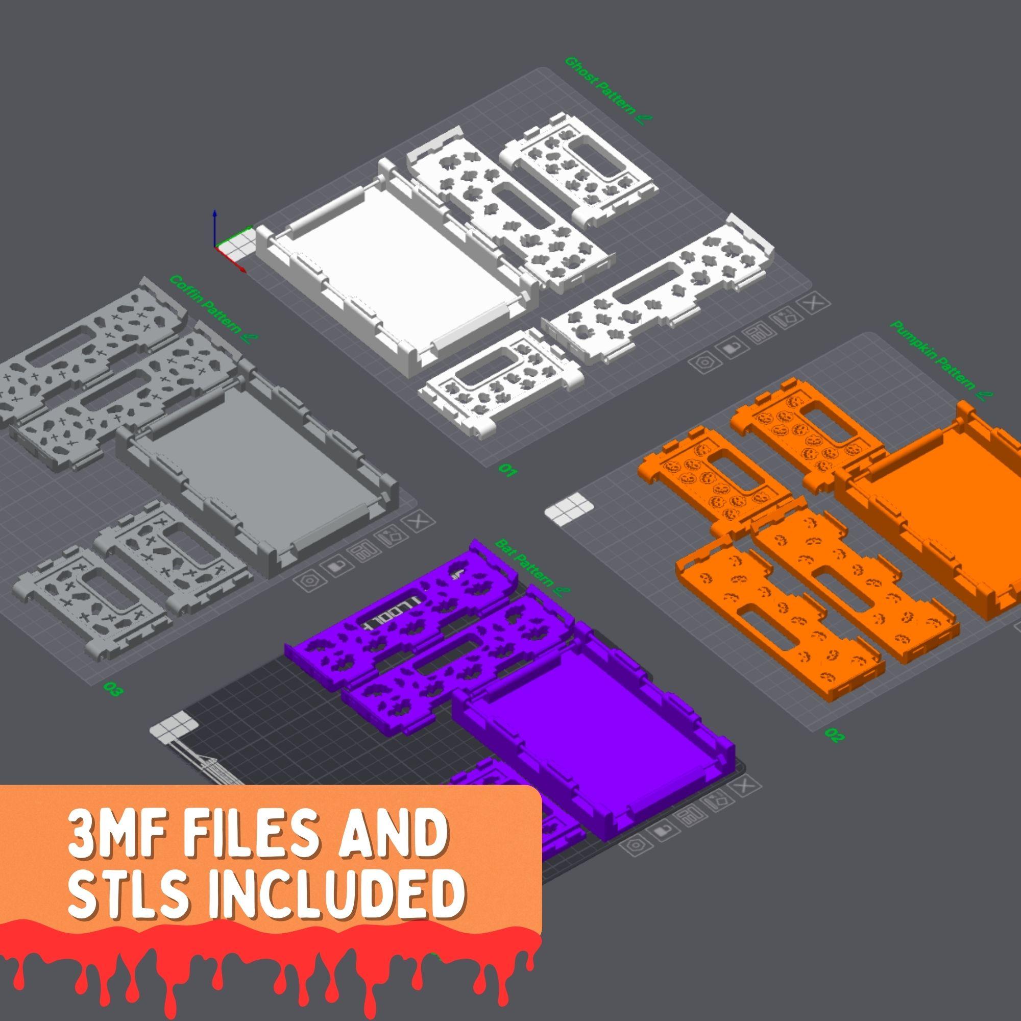 3D Printable Storage Crate Spooky Crates (4 Different Patterns) 3d model