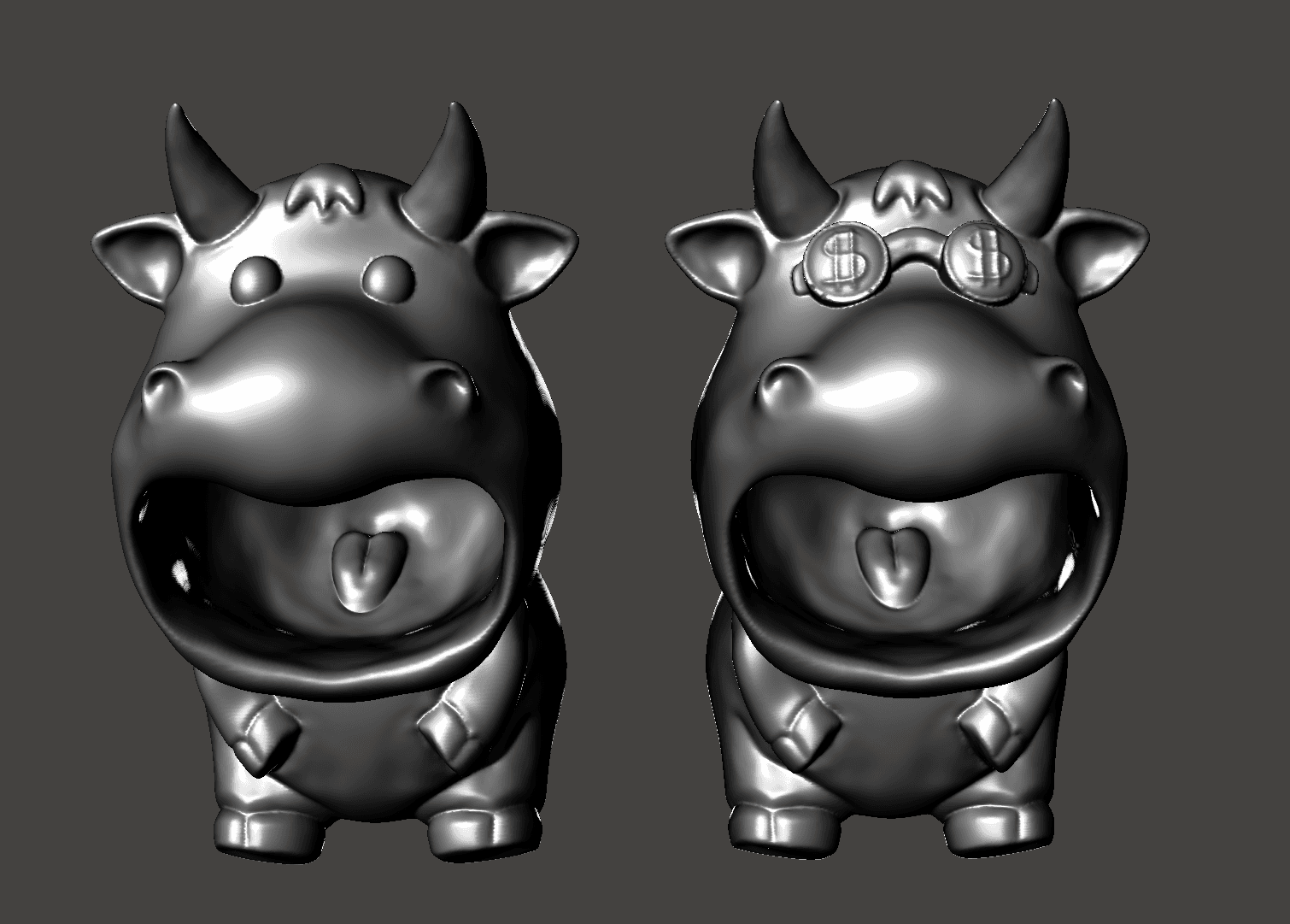 Cute Big Mouth Cow Keys Bowls 3d model