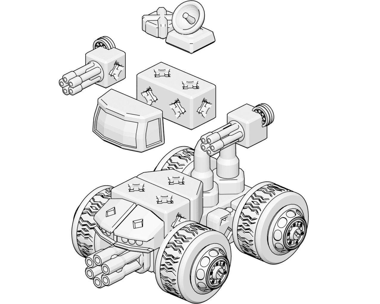 PrintABlok Gatlin Truck Articulated Vehicle Construction Toy 3d model