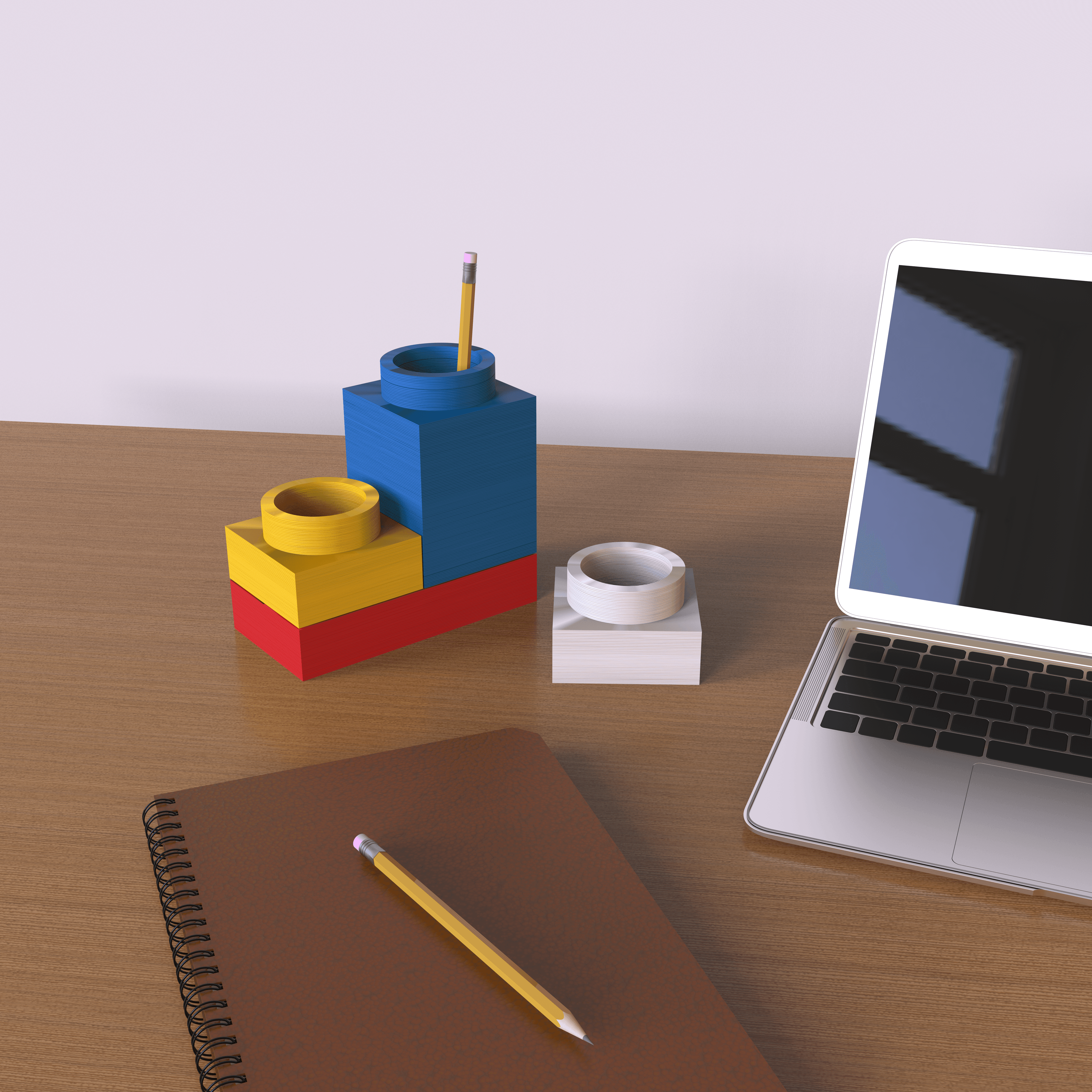 Building Block Organizer  - A render of the model on a desk - 3d model