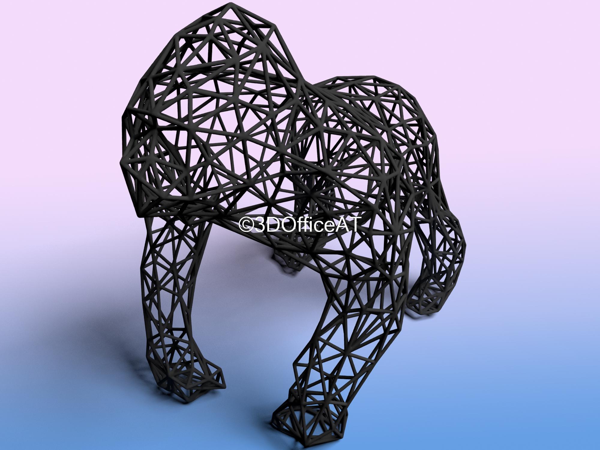 Wire Art Gorilla 3d model