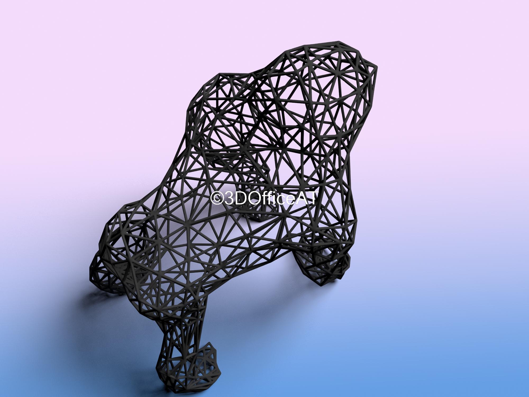 Wire Art Gorilla 3d model