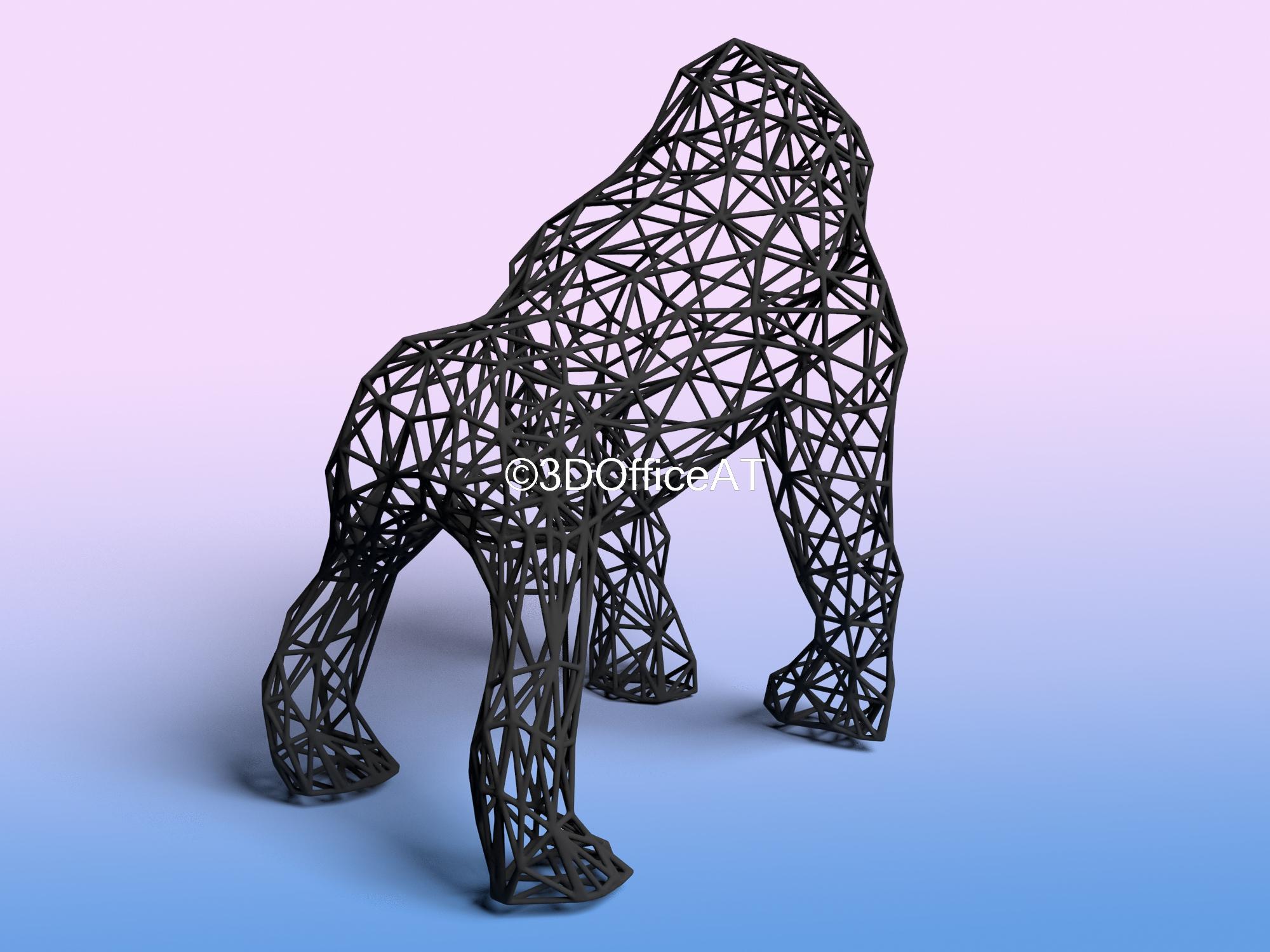 Wire Art Gorilla 3d model