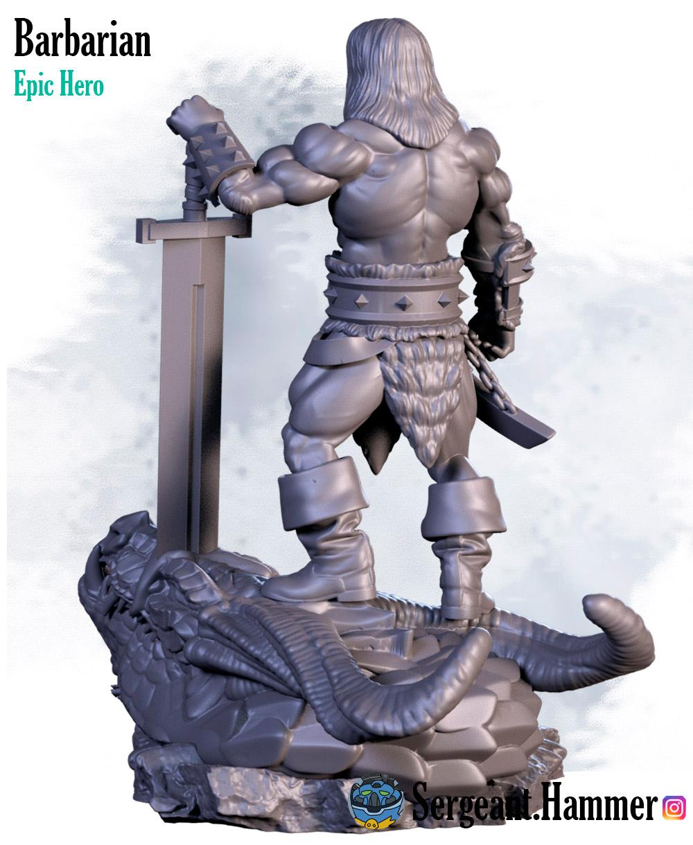 Barbarian on dragon head 3d model