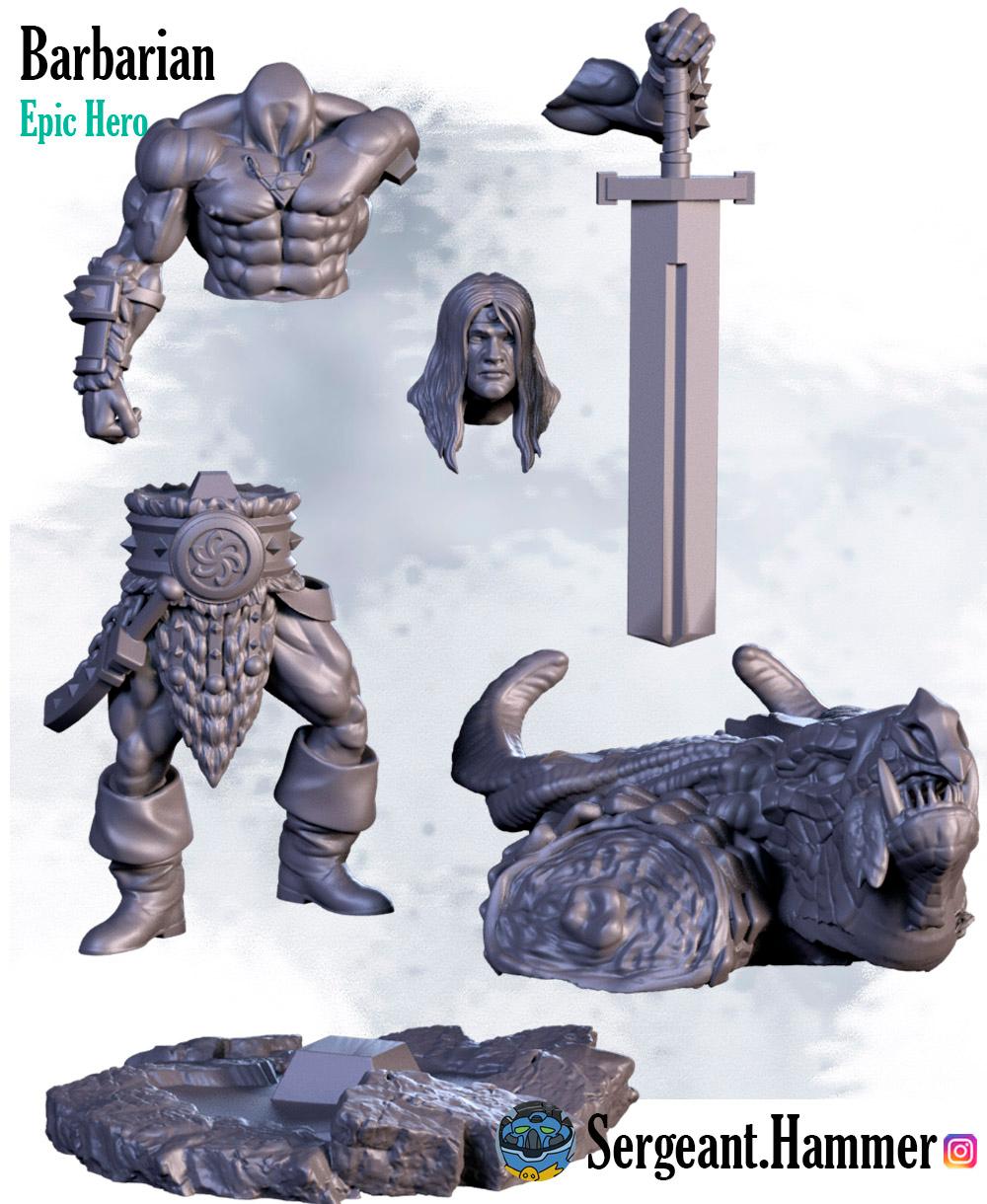 Barbarian on dragon head 3d model