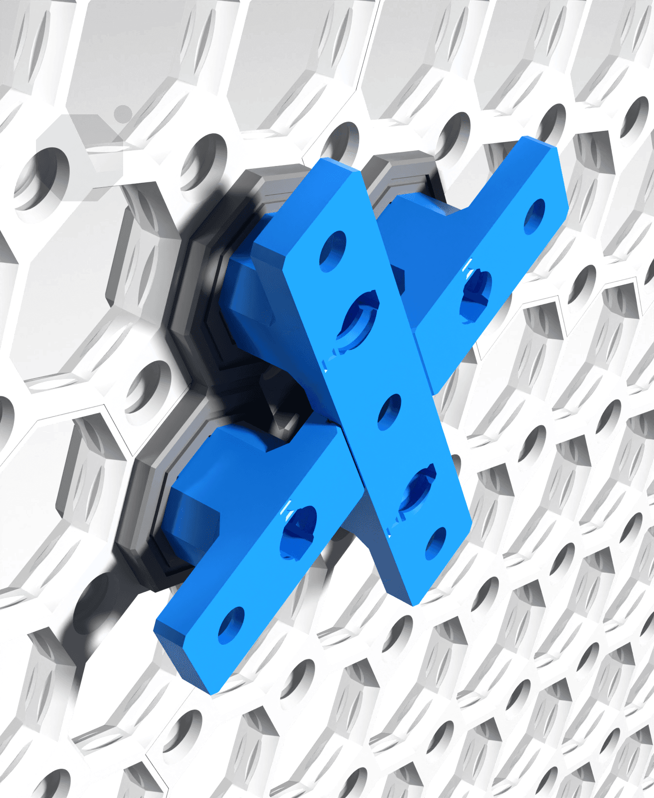 15 mm - Quad Bolt-Lock Mount - x4 Stack 3d model