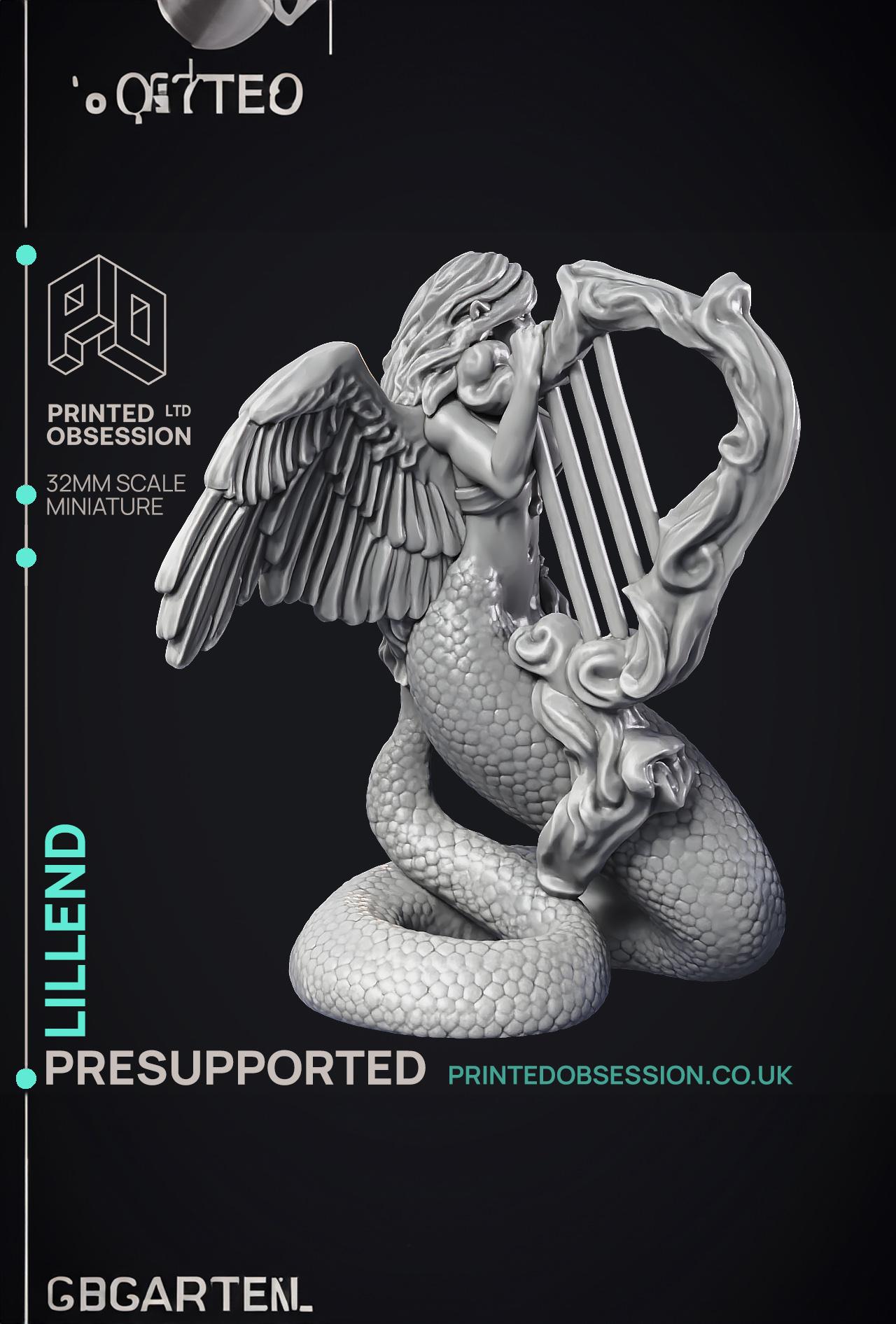 Lillend - Snake angel - Celestial bard - PRESUPPORTED - Heaven Hath no Fury - 32 mm 3d model