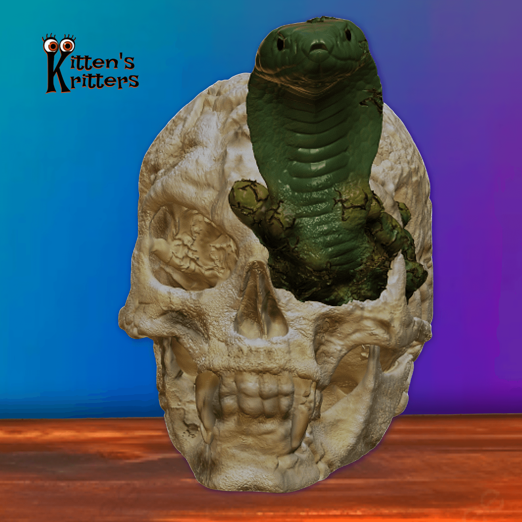 Vampires Death Skull with Snake Halloween Tomb Decor 3d model