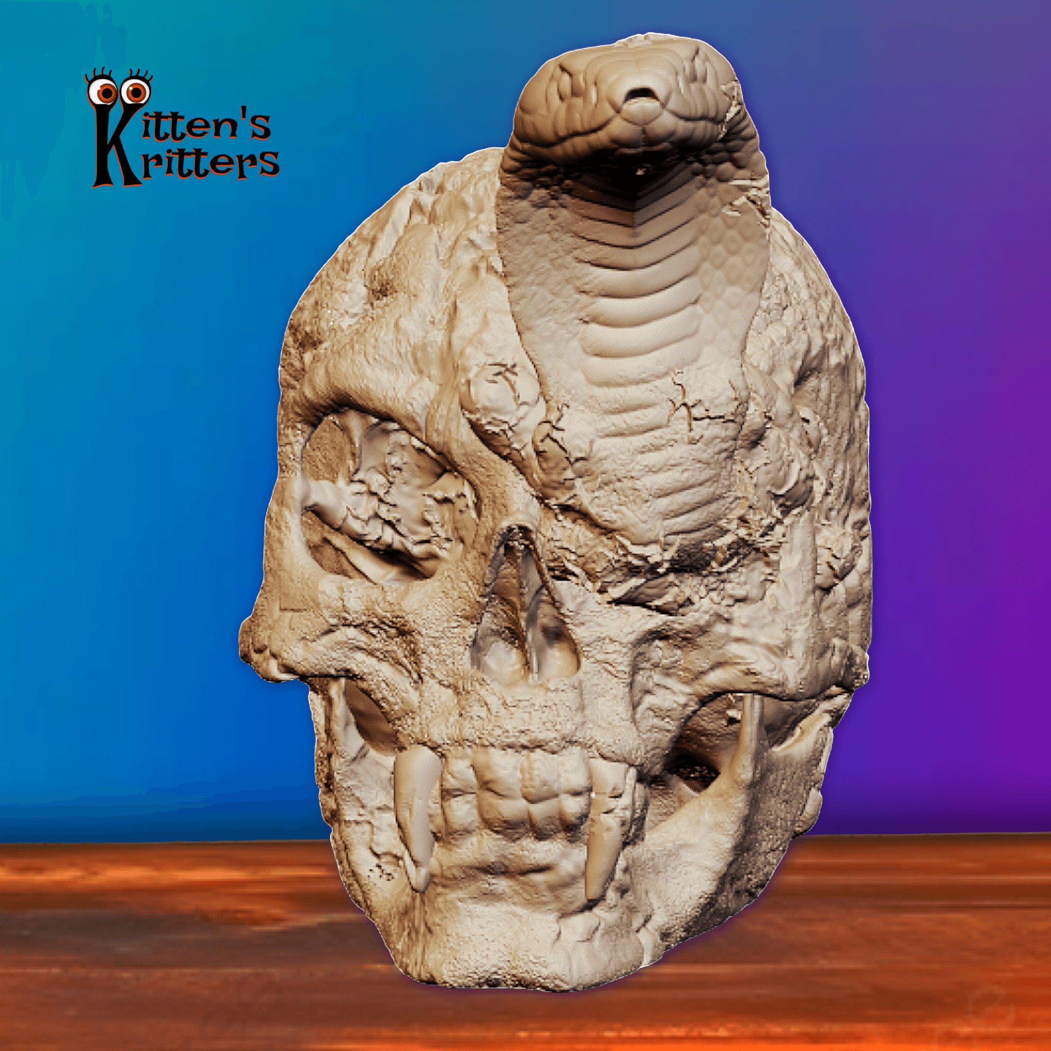 Vampires Death Skull with Snake Halloween Tomb Decor 3d model