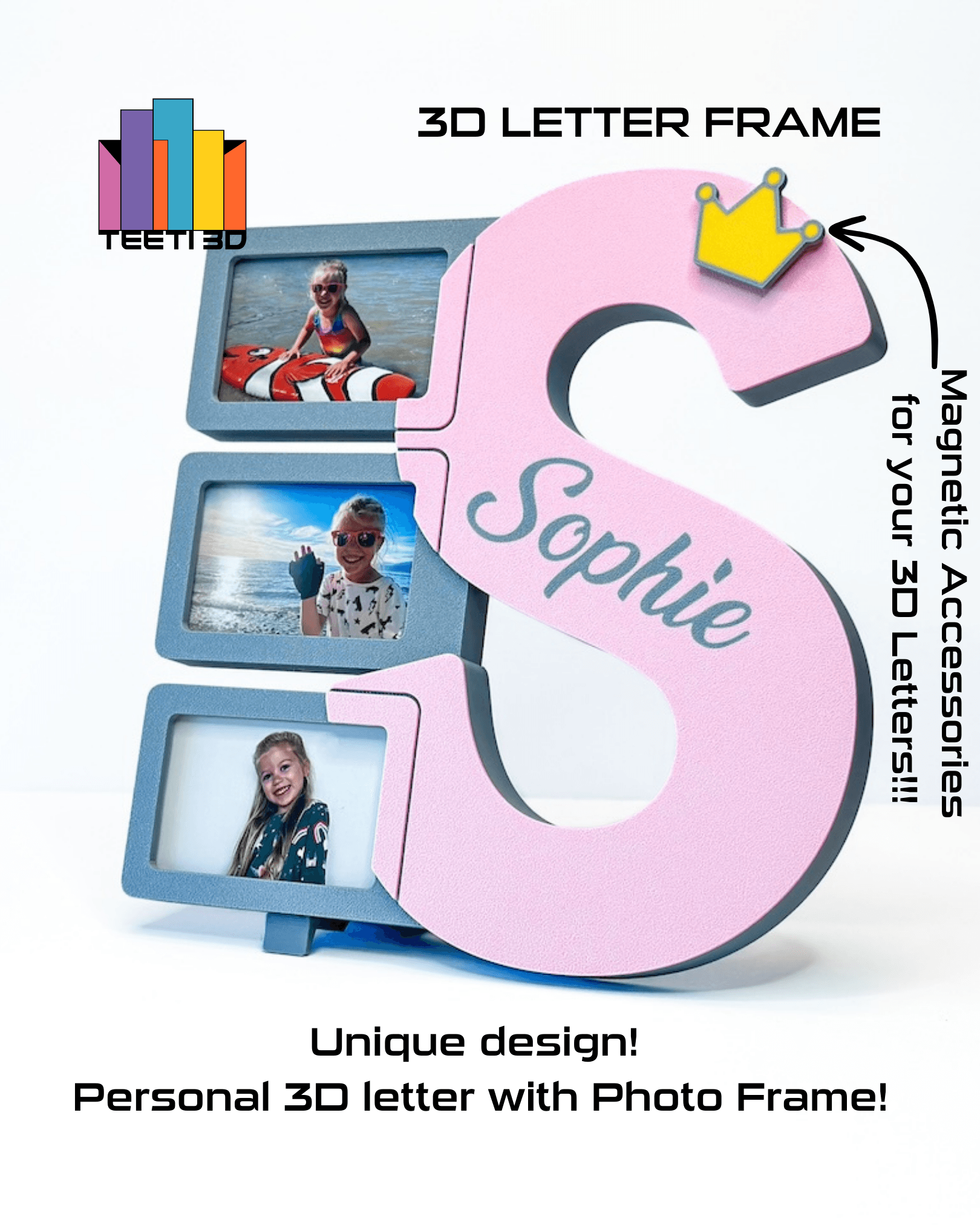 3D Letter "S" with Photo Frame 3d model