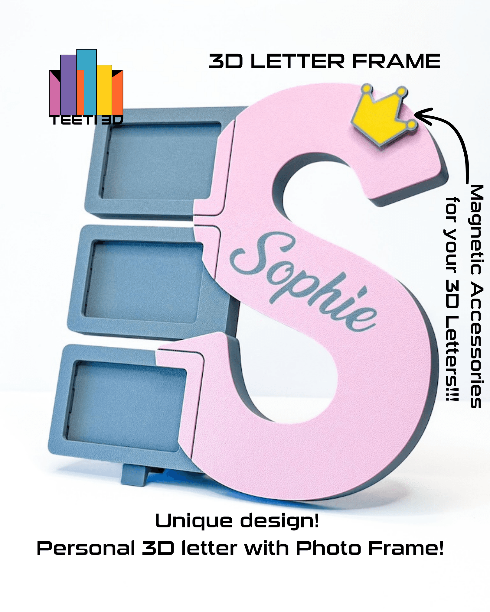 3D Letter "S" with Photo Frame 3d model