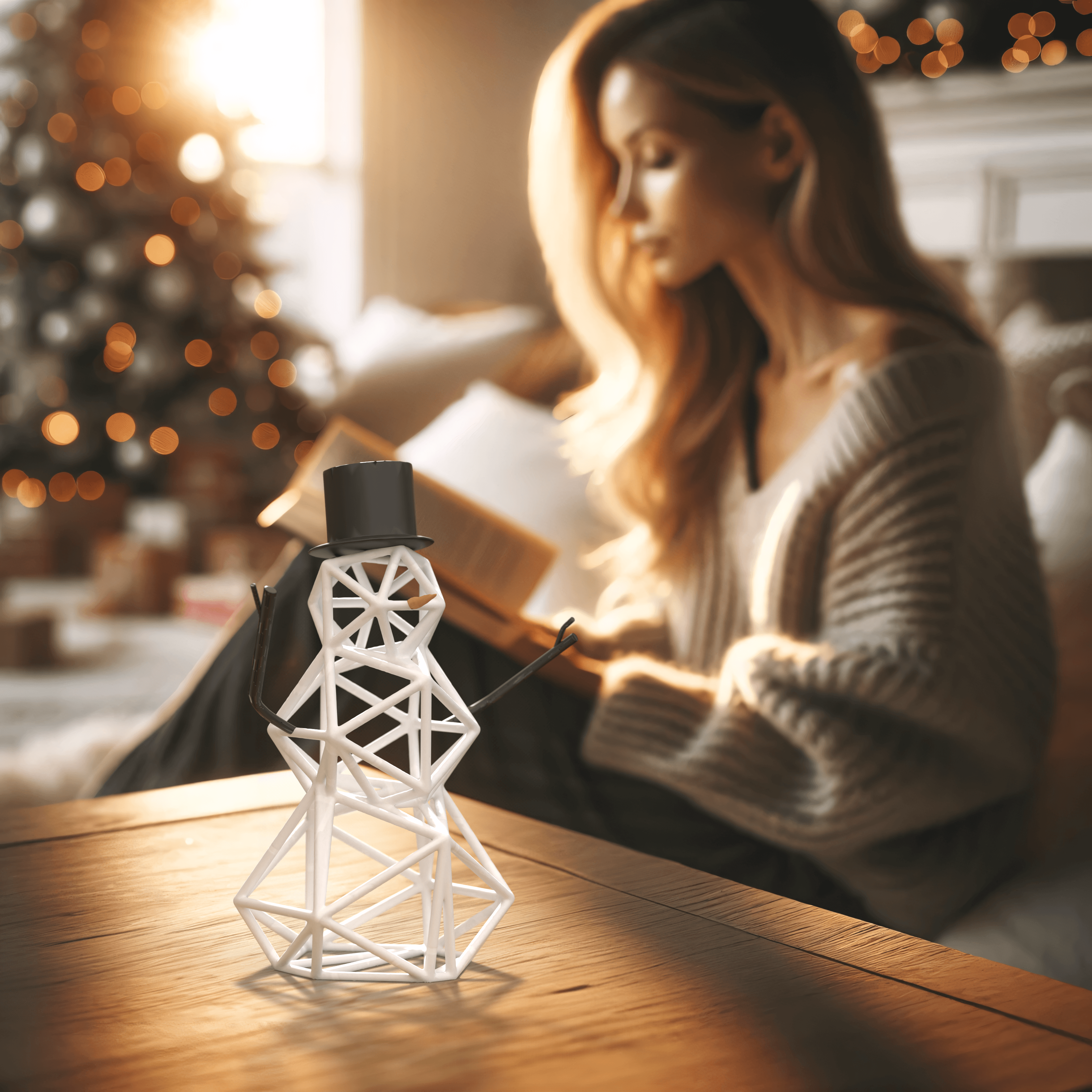 Grid Snowman Sculpture - Christmas decor 3d model