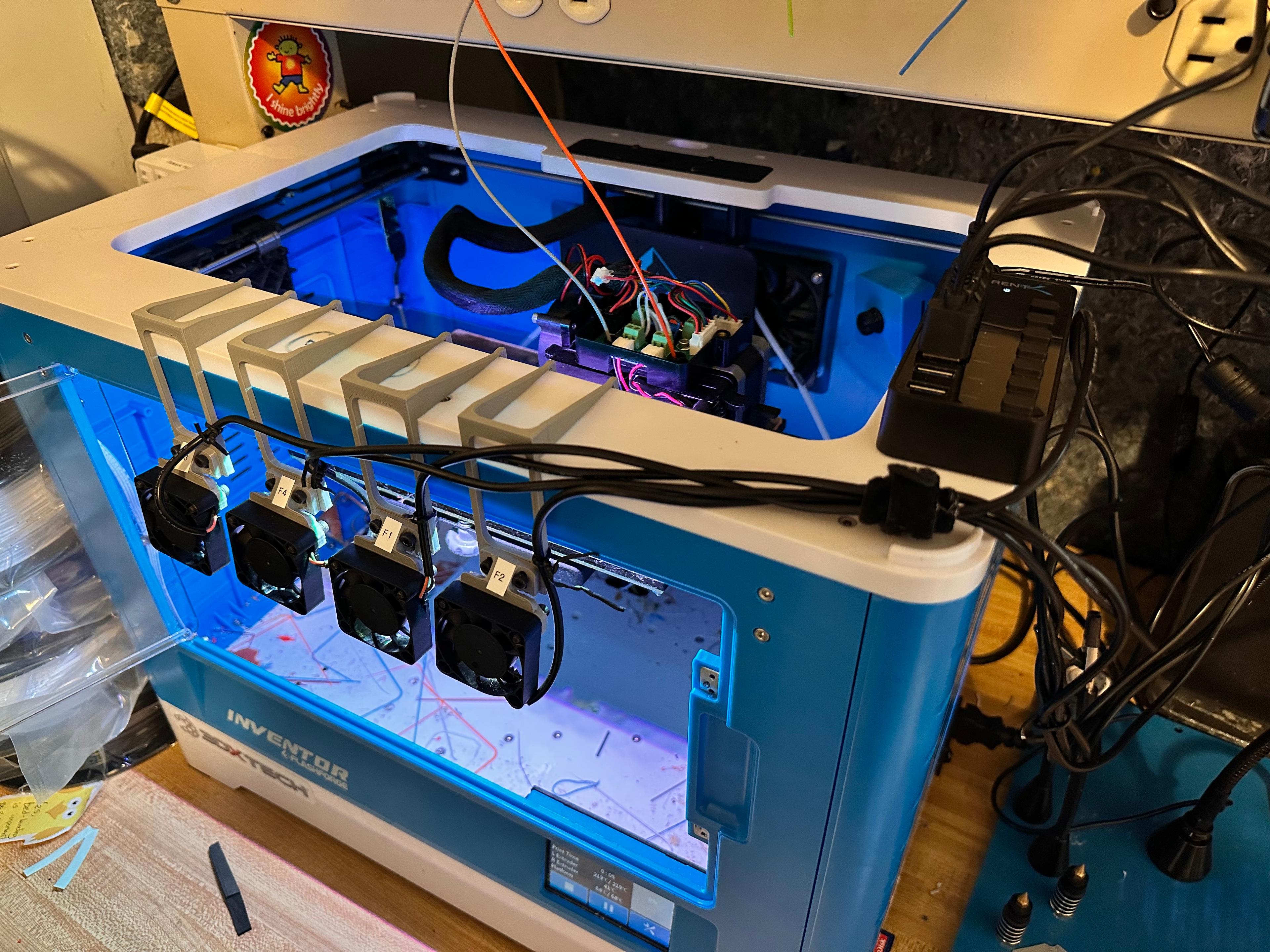 Extra cooling fan hanging brackets for Flashforge Inventor 3d model