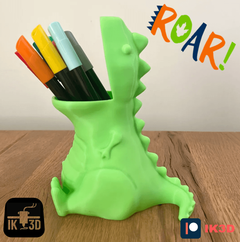 Chubby T-Rex Dinosaur Pencil Holder / Pot / Container 3d model