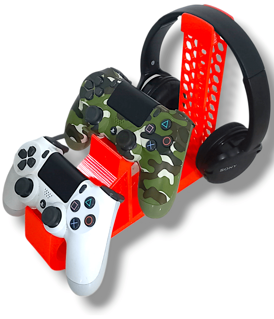 Universal gaming Controller holder and headset stand 3d model