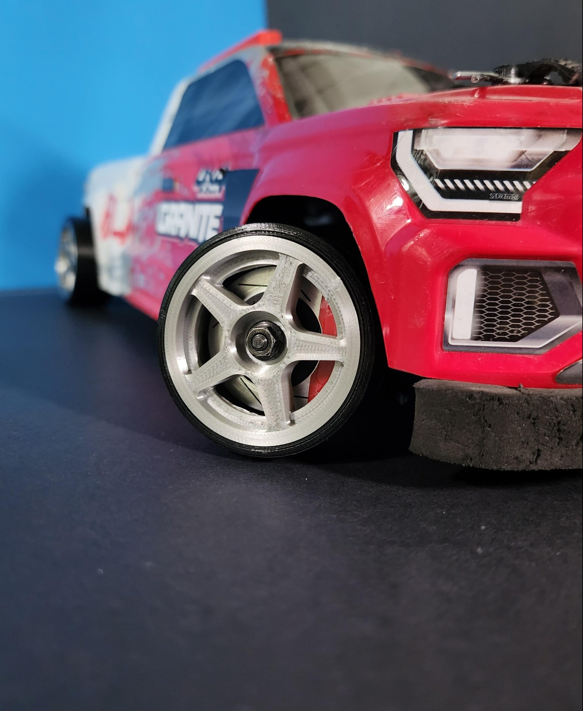 Star Spoke 1/10 Scale RC Drift Wheels - Grip and Drift Tires 3d model