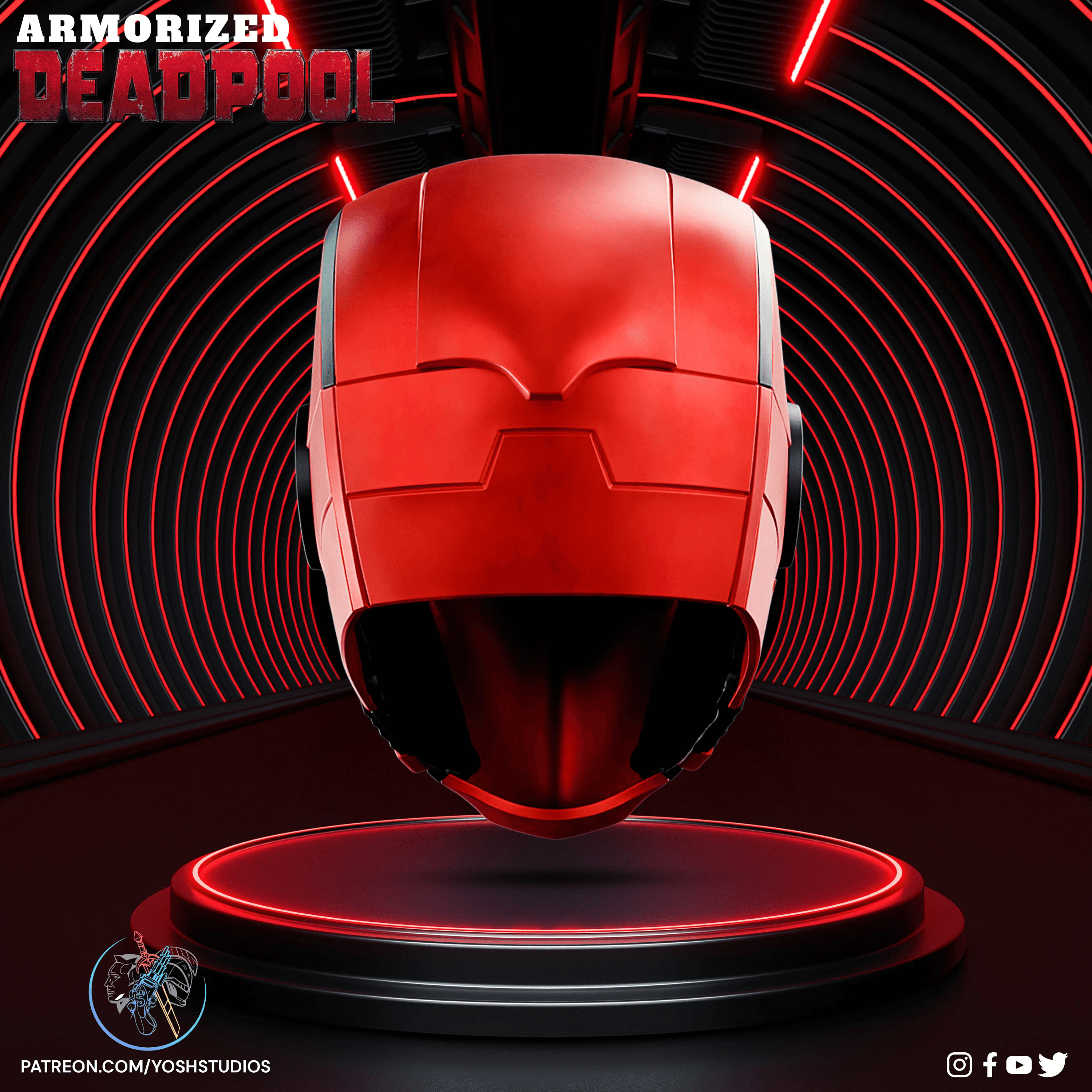 Armorized Deadpool Helmet 3d Print File STL Iron Deadpool 3d model