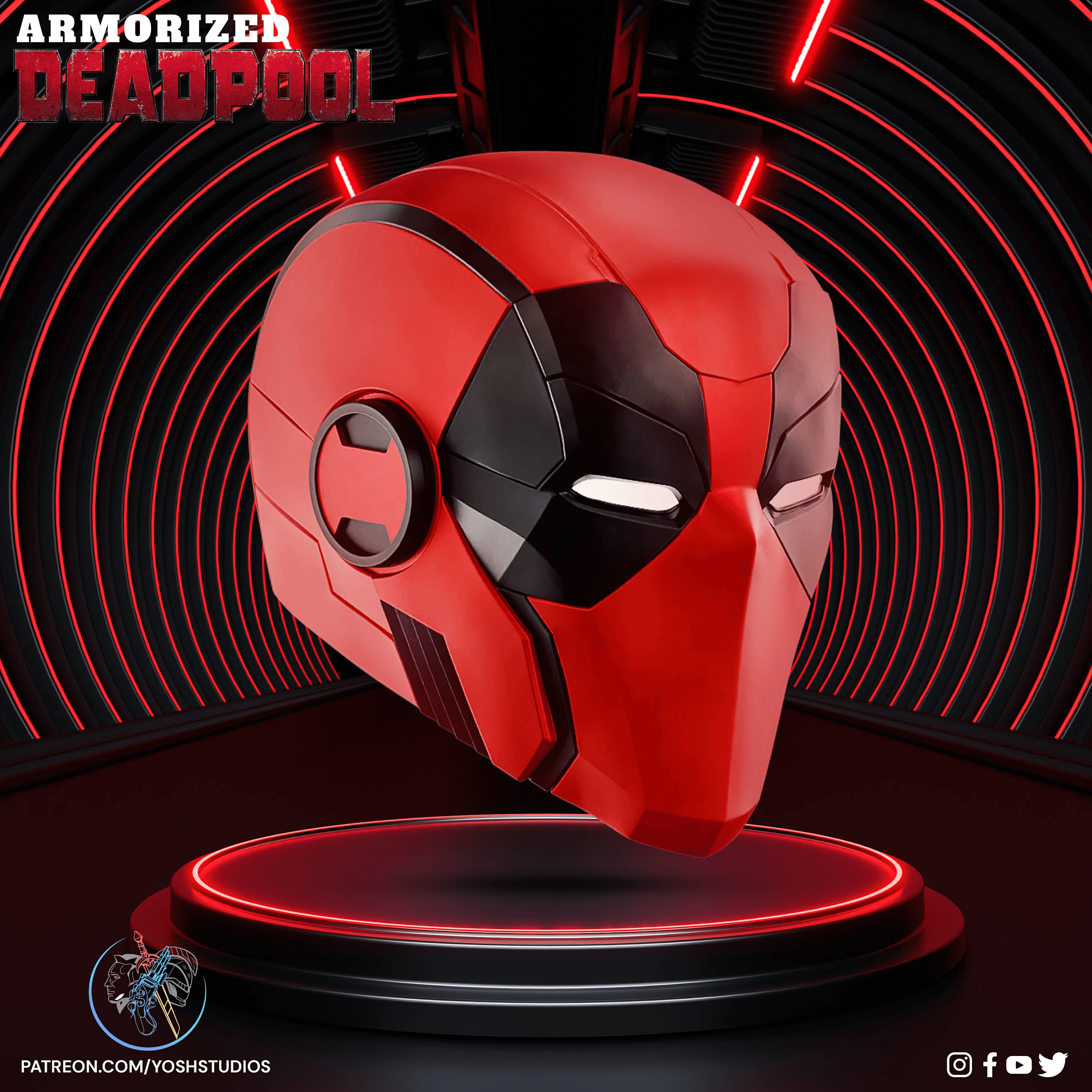 Armorized Deadpool Helmet 3d Print File STL Iron Deadpool 3d model