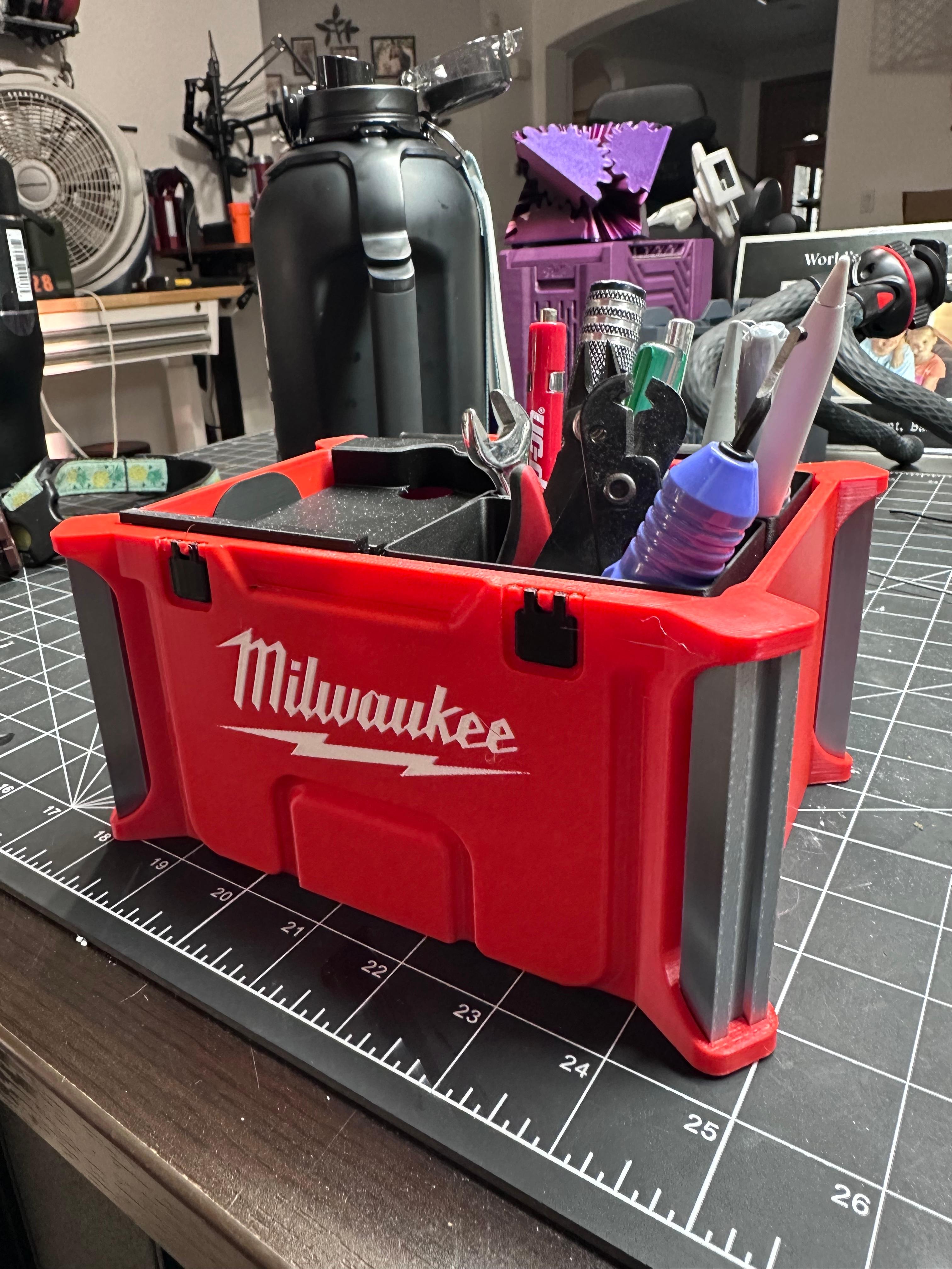 Milwaukee Desk Organizer - Packout style desk organizer with inserts, lid, and single color option 3d model