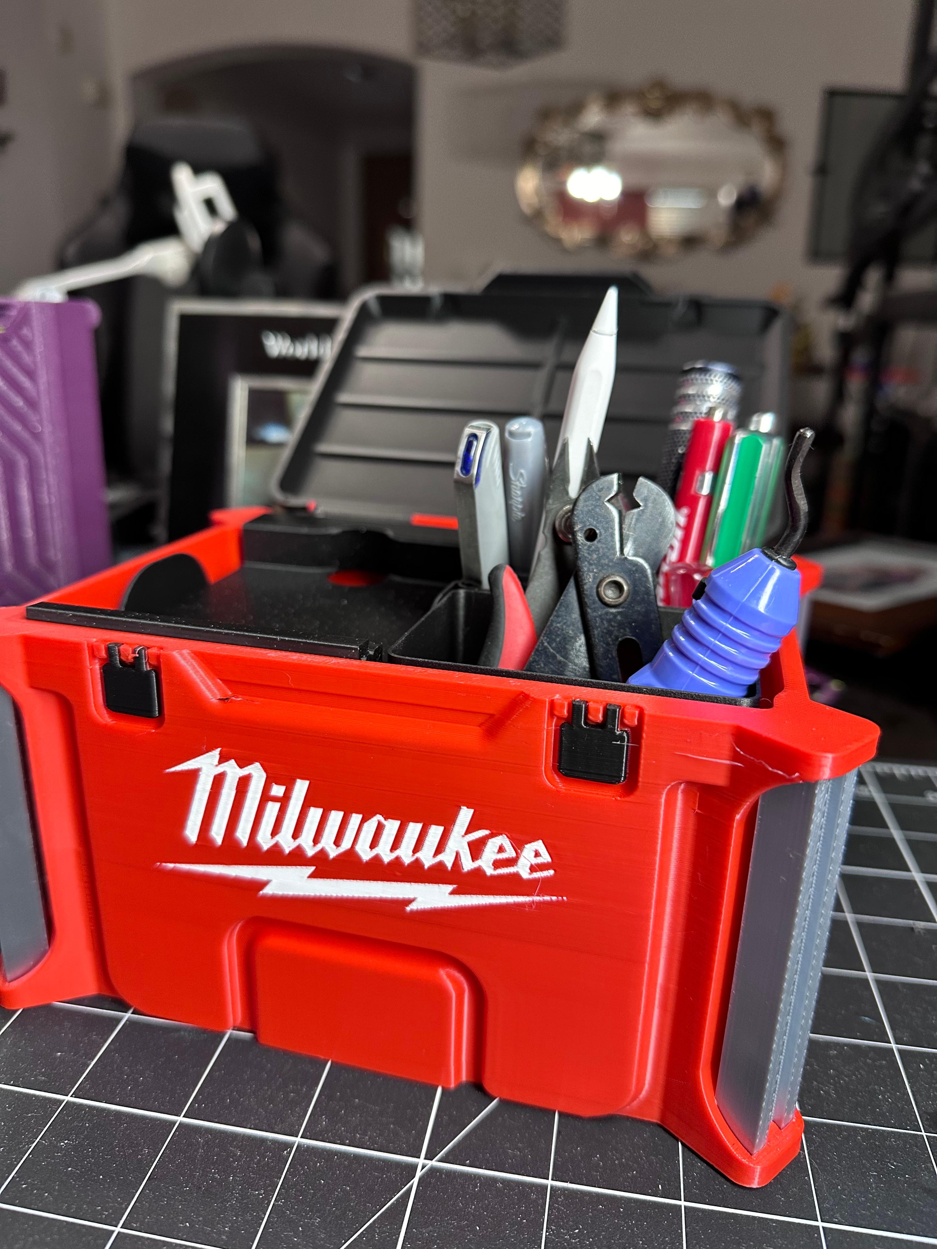 Milwaukee Desk Organizer - Packout style desk organizer with inserts, lid, and single color option 3d model