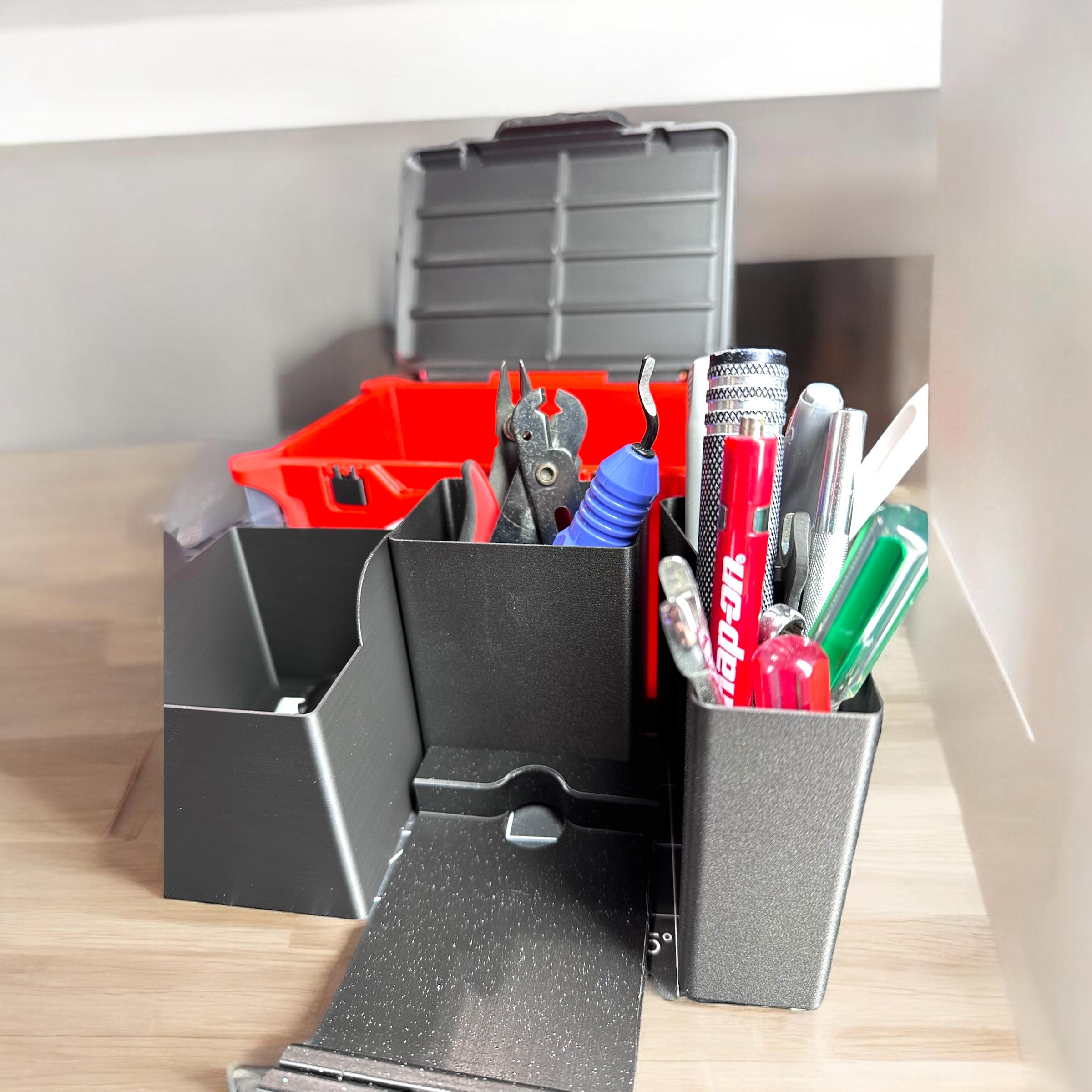 Milwaukee Desk Organizer - Packout style desk organizer with inserts, lid, and single color option 3d model