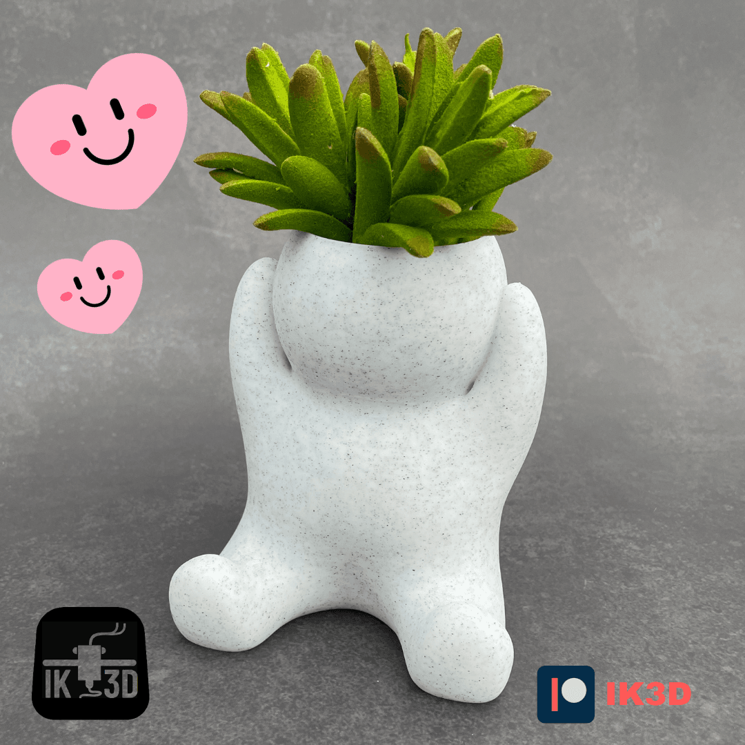 Chunky People Planter Sitting Holding Head / No Supports 3d model