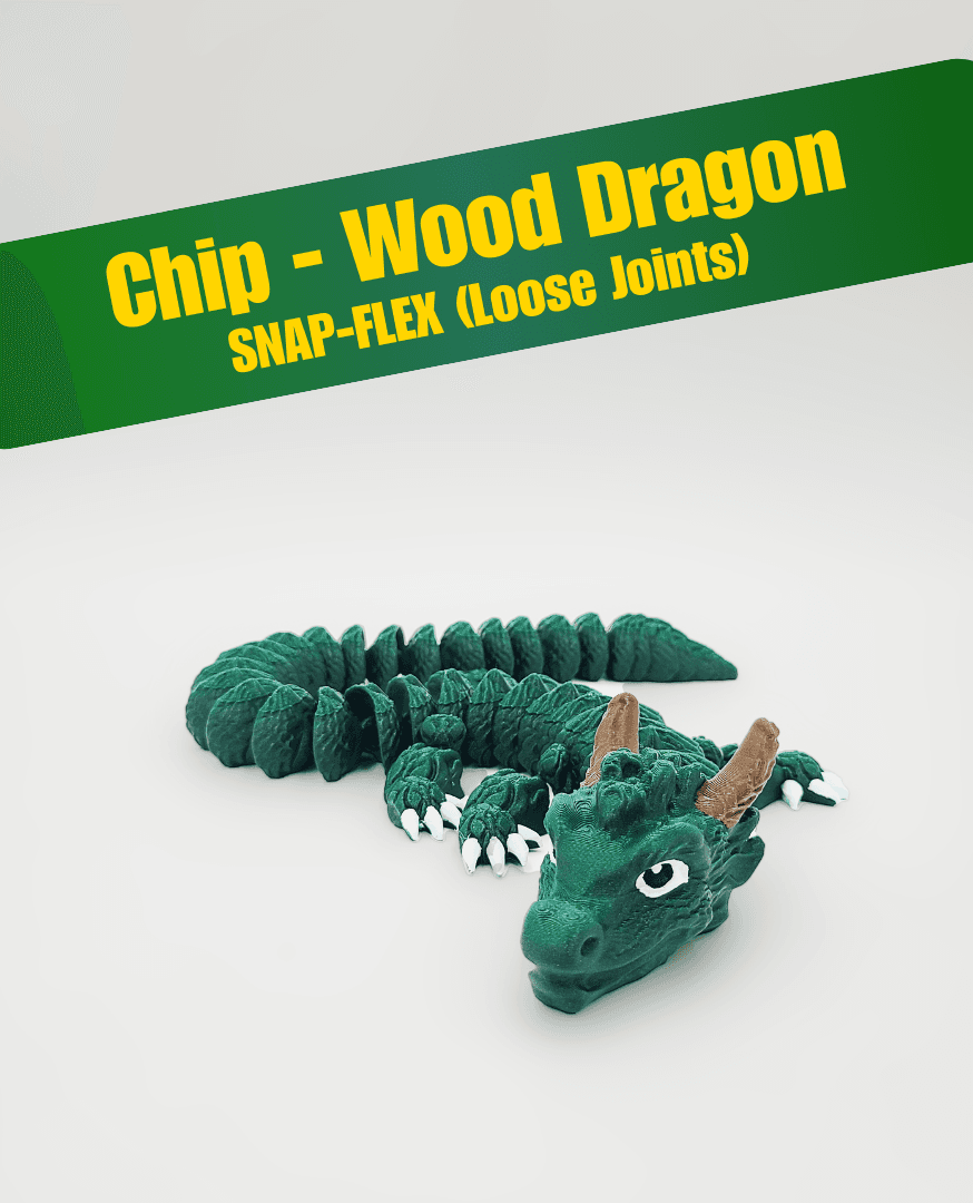 Chip, Wood Dragon - Articulated Dragon Snap-Flex Fidget (Loose Joints) 3d model