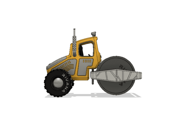 Yellow Road Roller Modern with Movements 3d model