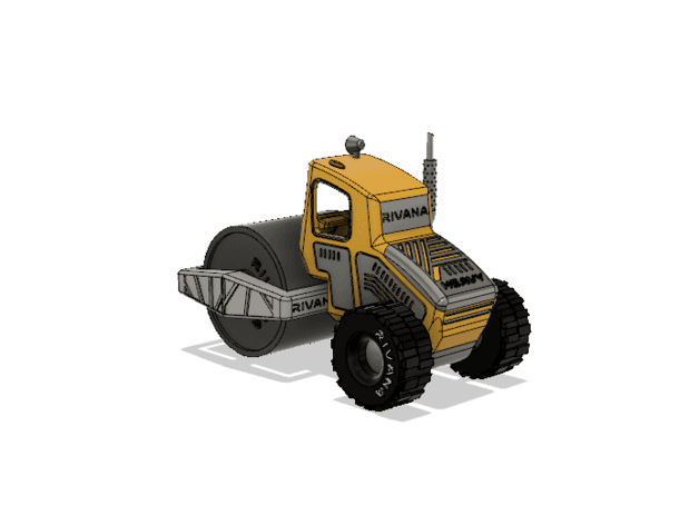 Yellow Road Roller Modern with Movements 3d model