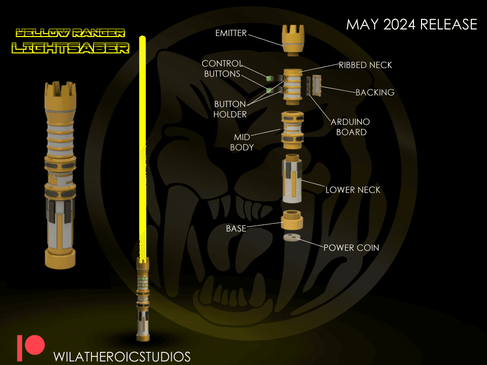 Yellow Ranger Lightsaber With LED Blade  3d model