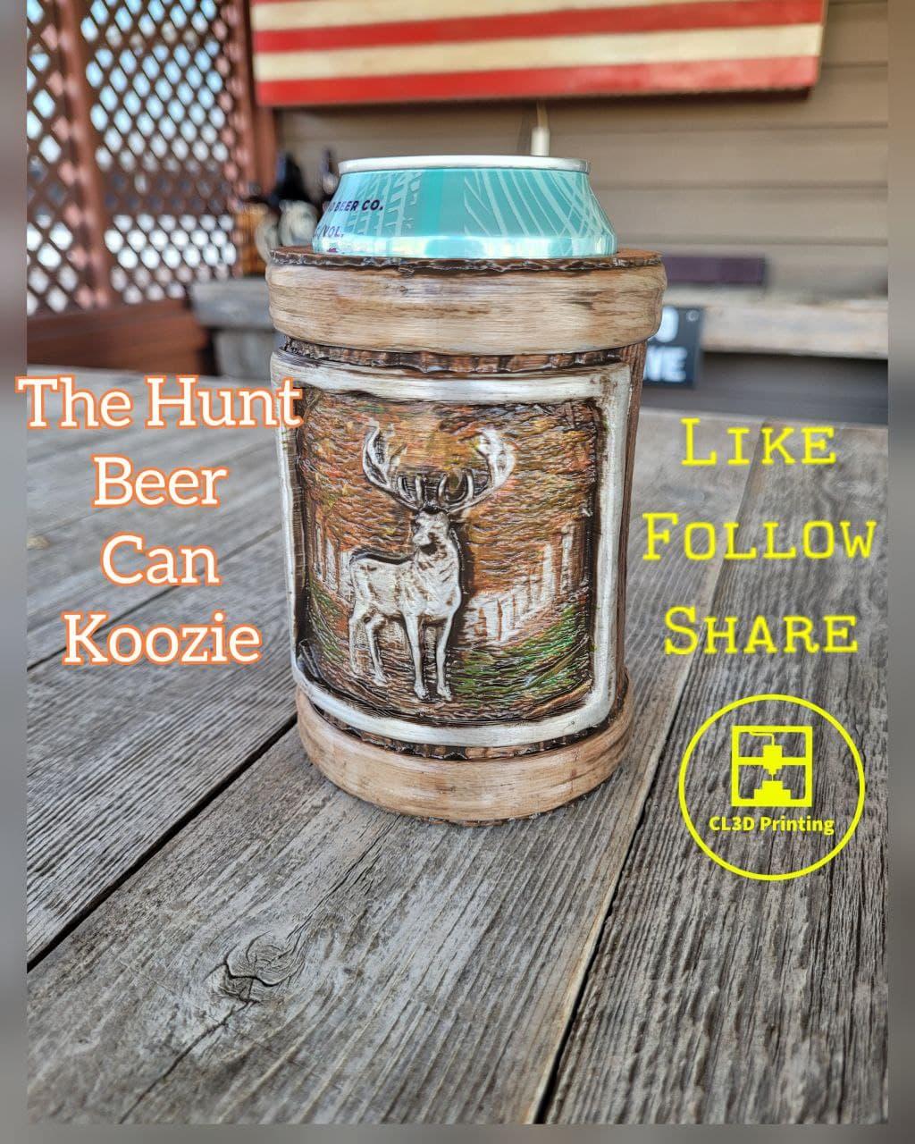 The Hunt Wood Beer Can Koozie with Buck / Pen holder 3d model