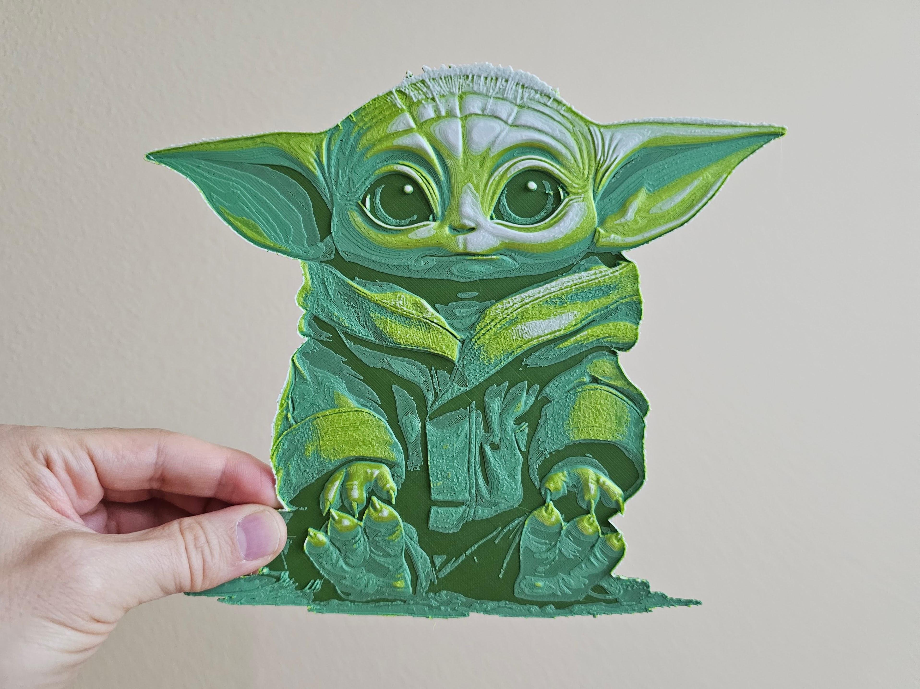 Star Wars (Inspired) "Baby Yoda Jedi Training" HueForge Grogu 3d model