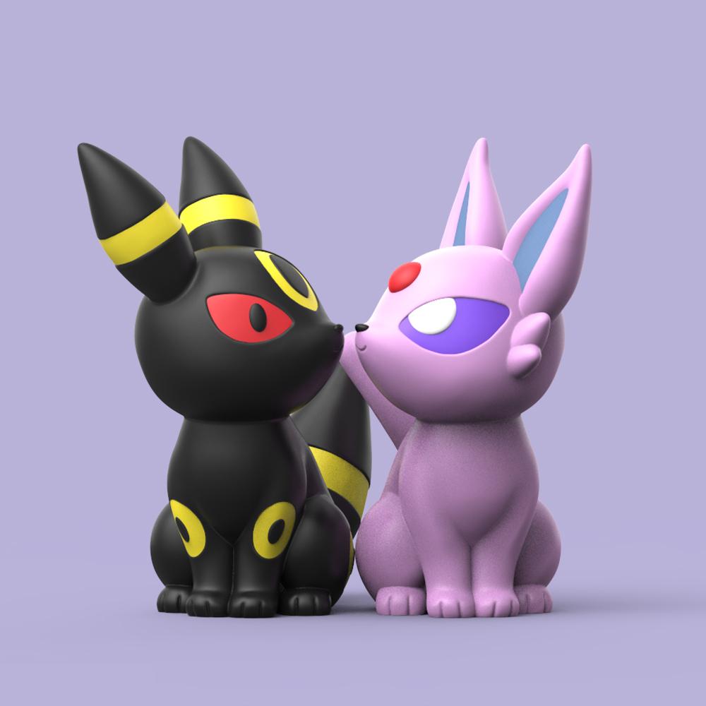 Valentine Umbreon & Espeon (Easy Print No Supports) 3d model