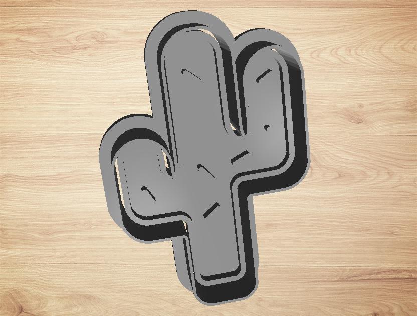 cookie cutter cactus - cutter and stamp 3d model