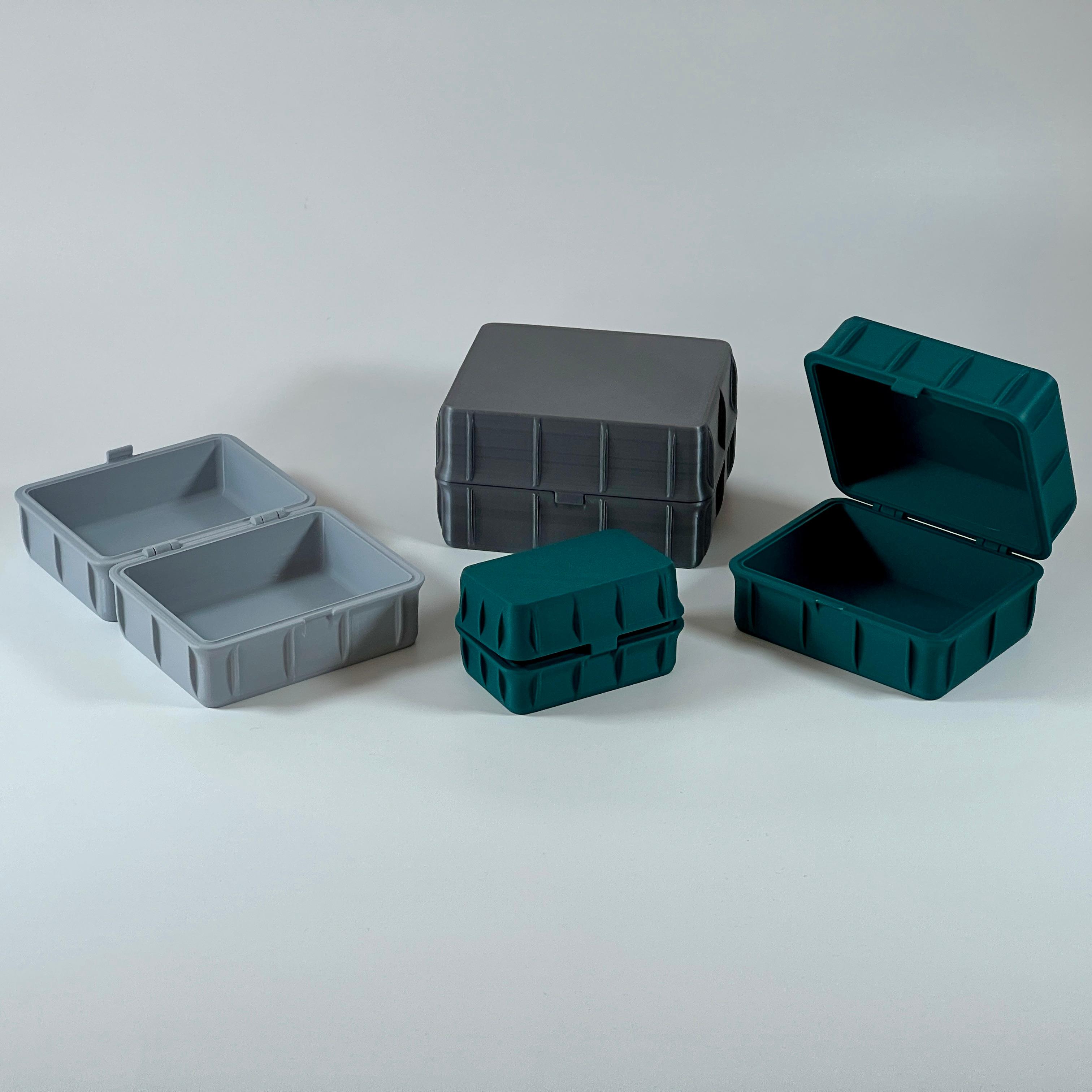 Set of 4 Storage Boxes Print in Place with Snap Lock 3d model