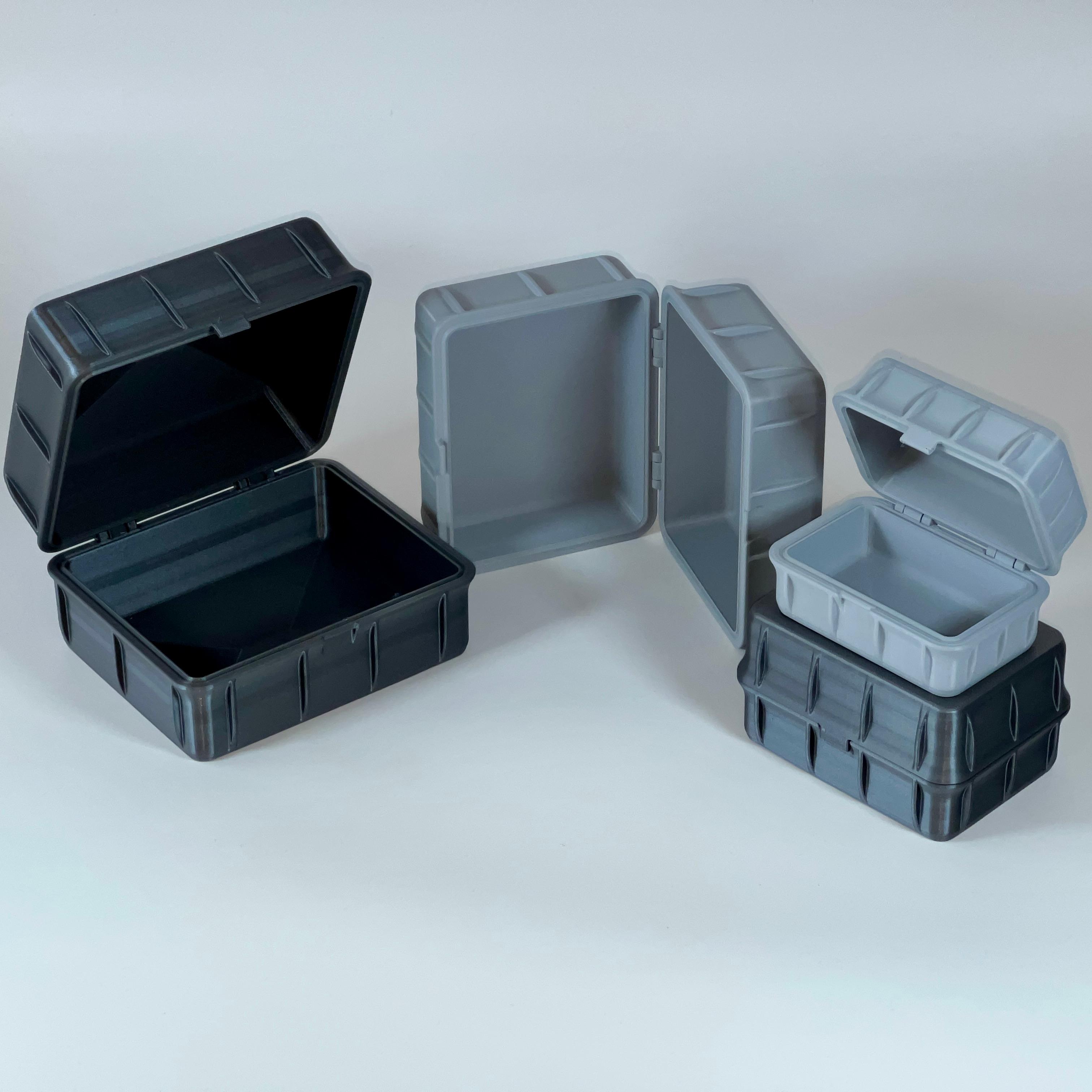 Set of 4 Storage Boxes Print in Place with Snap Lock 3d model