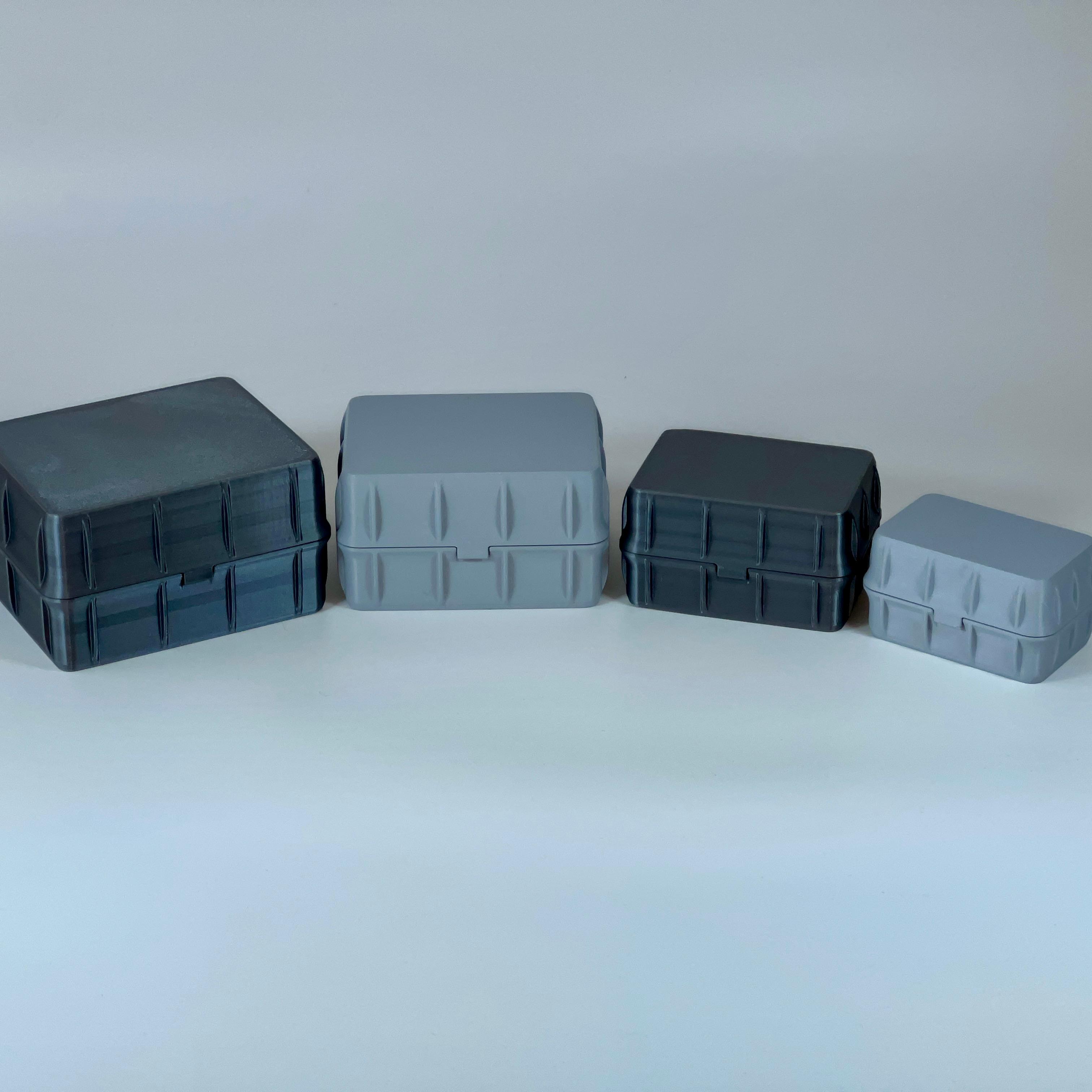 Set of 4 Storage Boxes Print in Place with Snap Lock 3d model