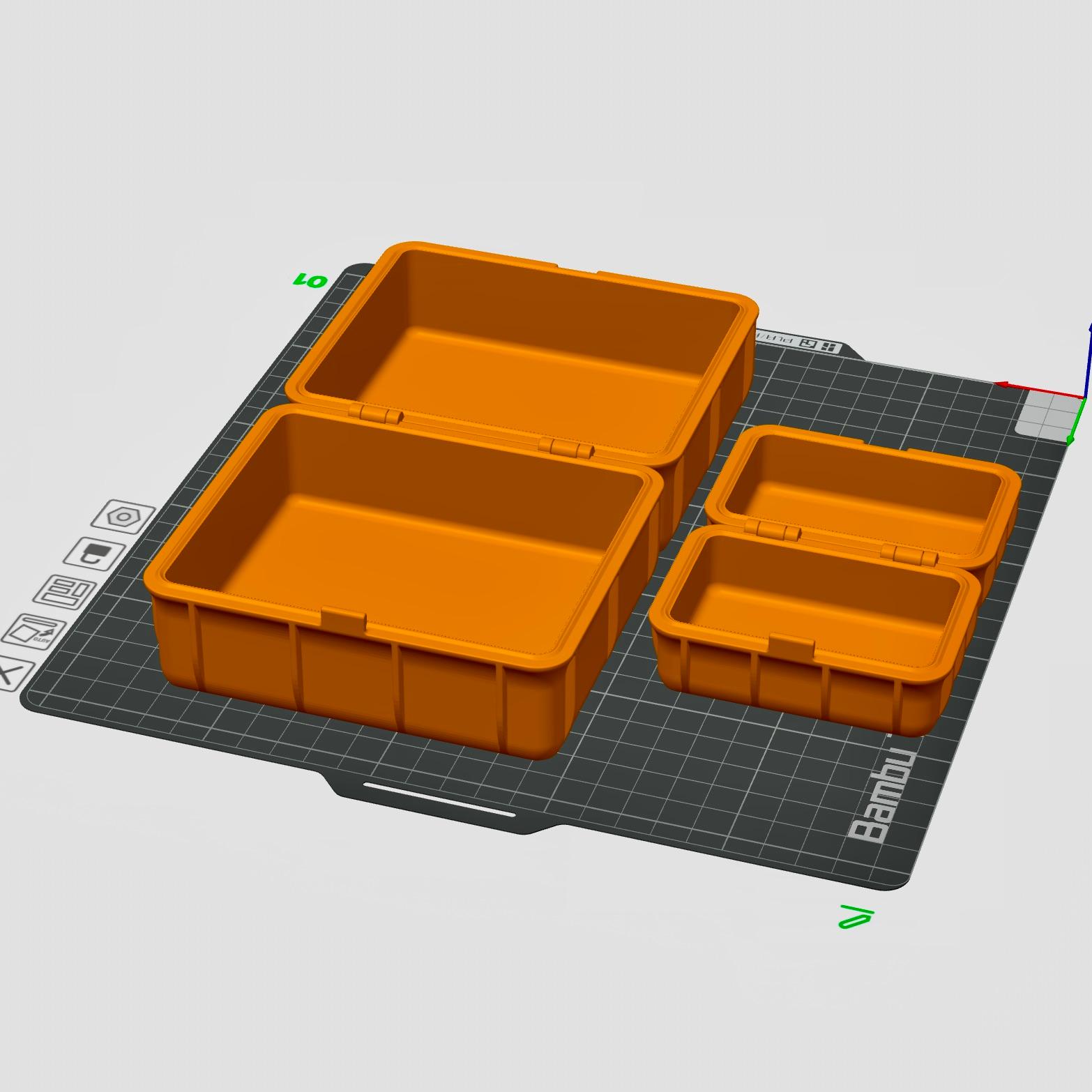 Set of 4 Storage Boxes Print in Place with Snap Lock 3d model