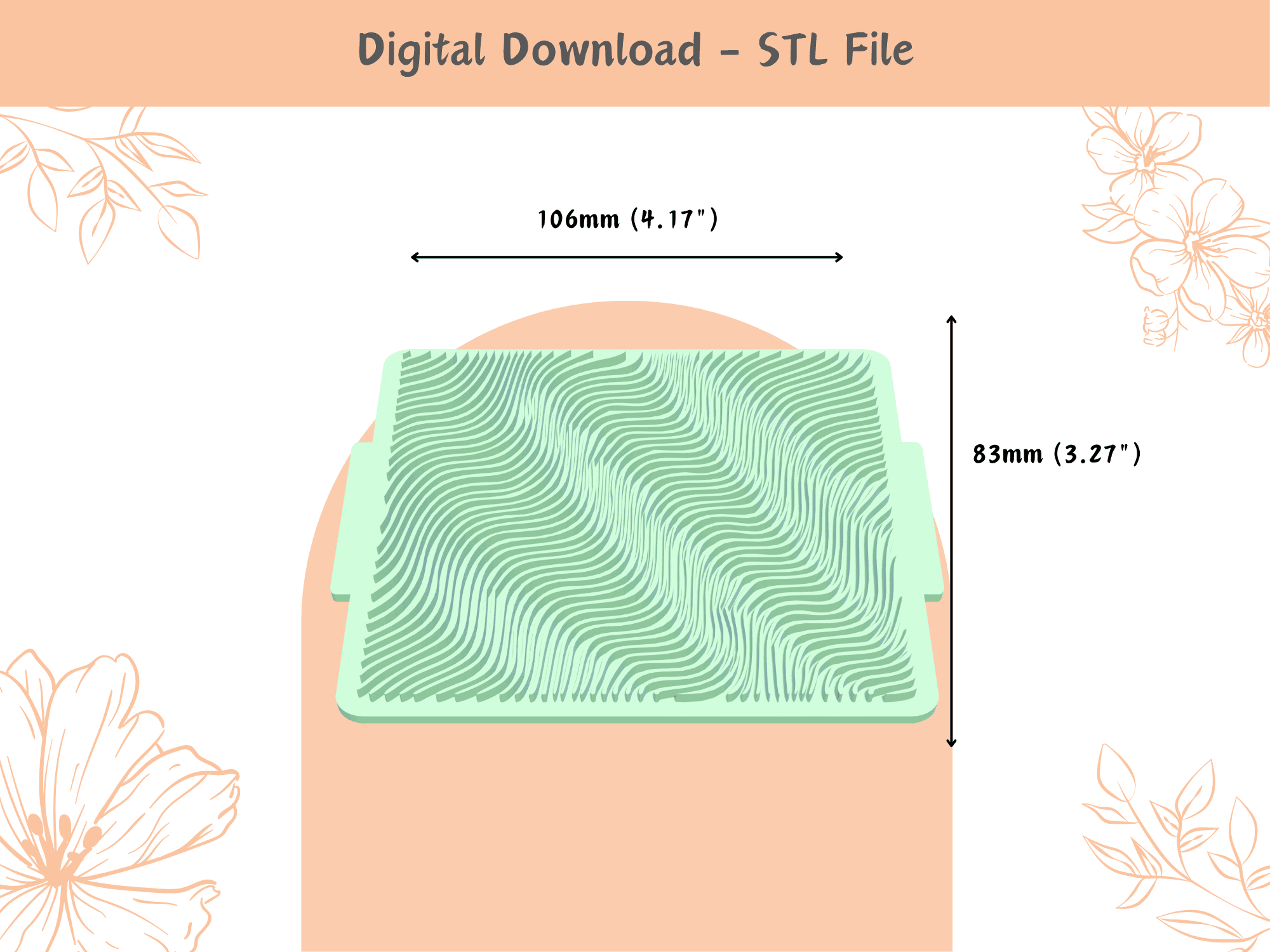 Cool Waves Texture Mat | STL File | Clay Embossing Stamp | Unique Pattern | Polymer Clay Earrings |  3d model