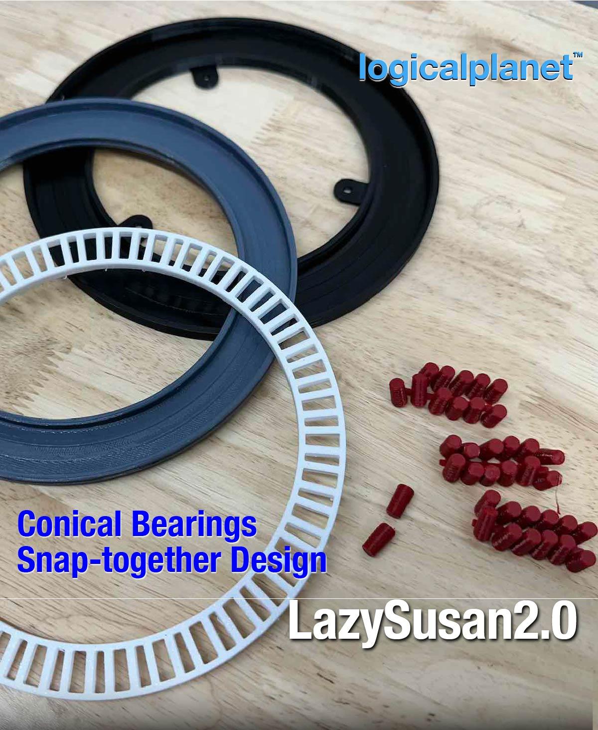 Lazy Susan Mechanism 2.0 (Conical Bearings) 3d model