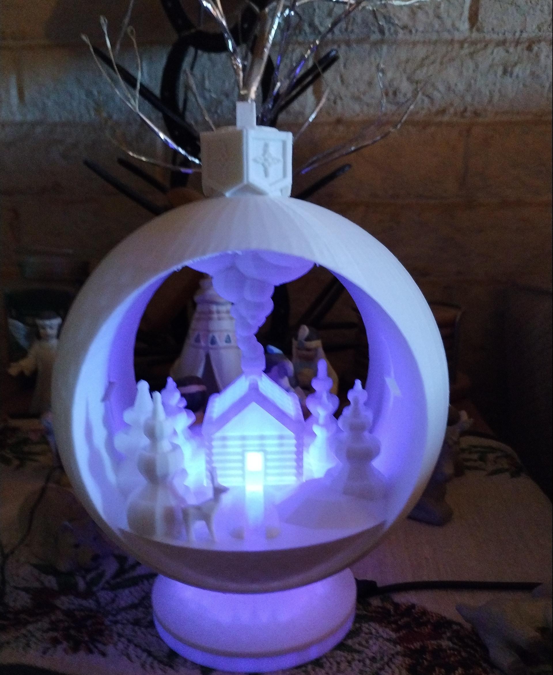 Snow Globe Votive Ornament - Winter Cabin 3d model