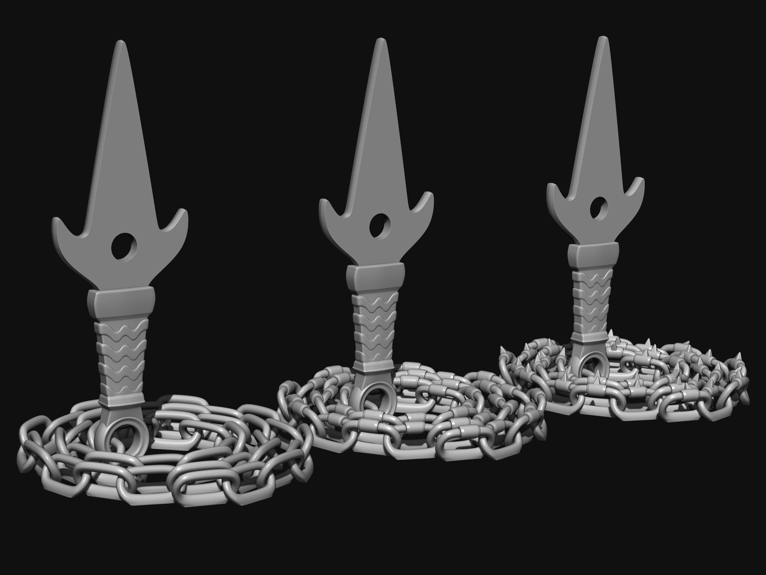 Kunai Chain Set B 3d model