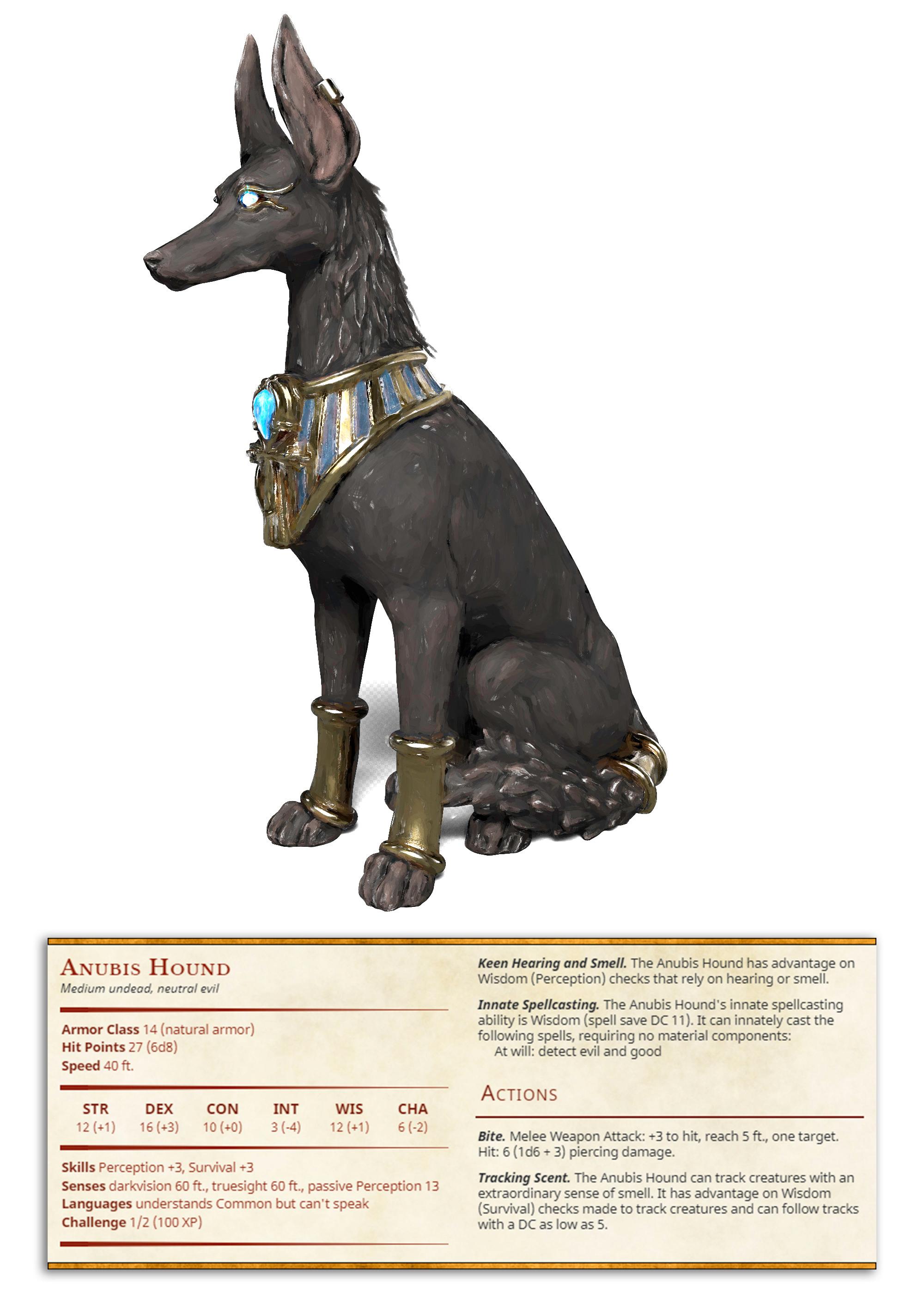 Anubis Hounds - 3 Model - Court of Anubis -  PRESUPPORTED - Illustrated and Stats - 32mm scale 3d model