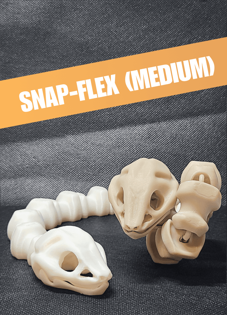  Sleek-Eyed Bone Snake (Medium Tightness) - Articulated Snap-Flex Fidget 3d model