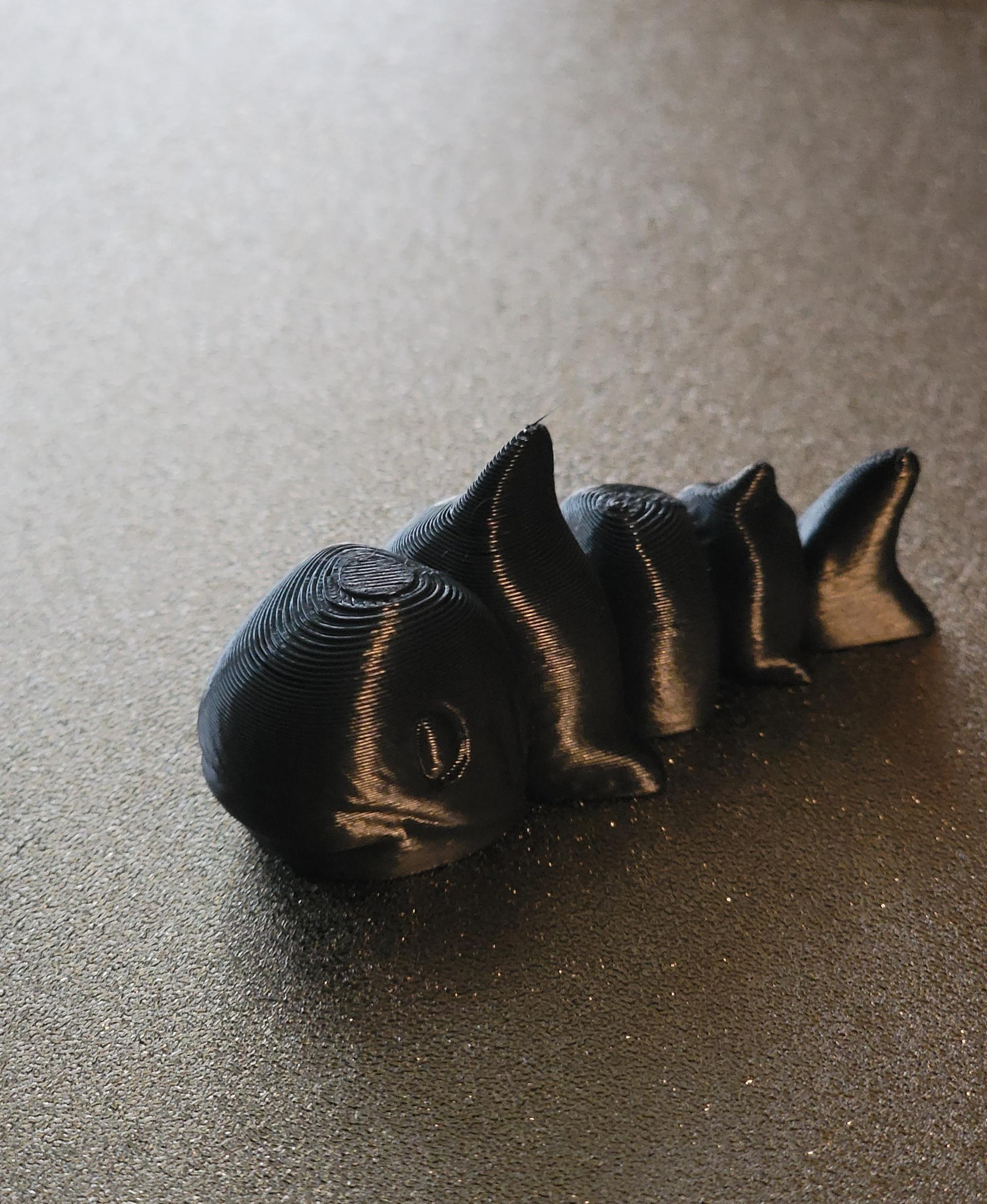 Sharkie Smiling Fidget - up close. hyper pla black - 3d model