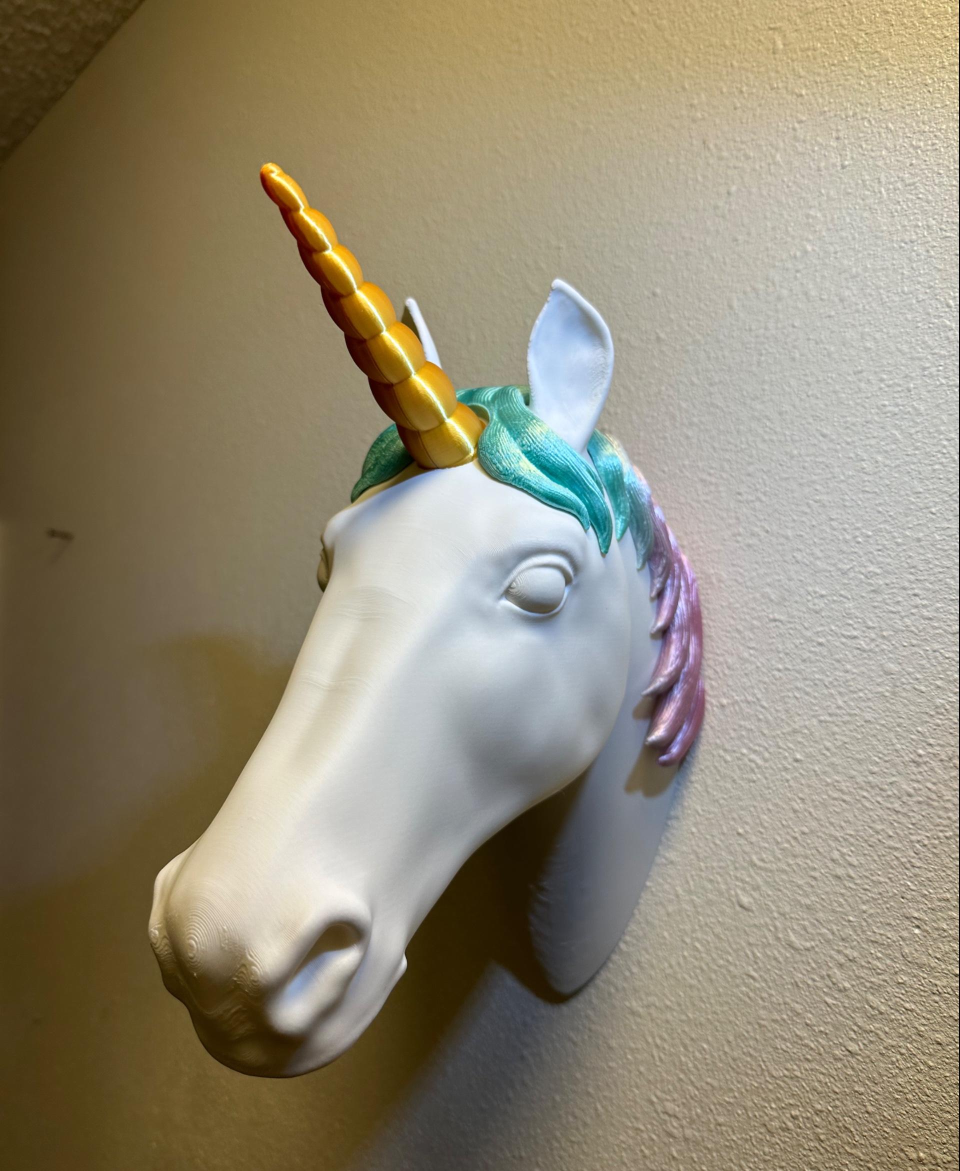 Unicorn Head Wall Mounted Decor / Headphones Holder / Multiparts 3d model