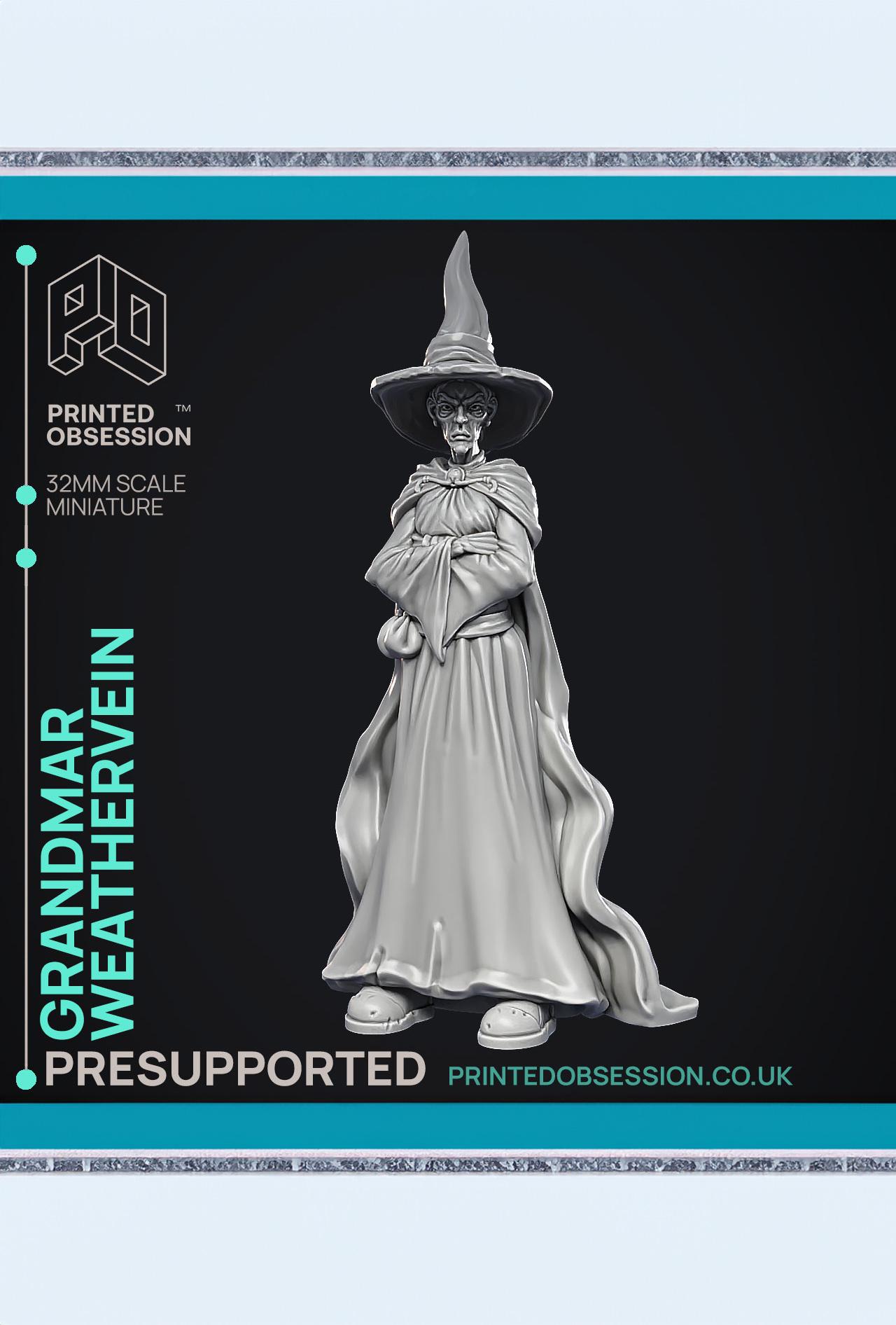 Grandmar Weathervein - Black Witch - PRESUPPORTED - Illustrated and Stats - 32mm scale 3d model