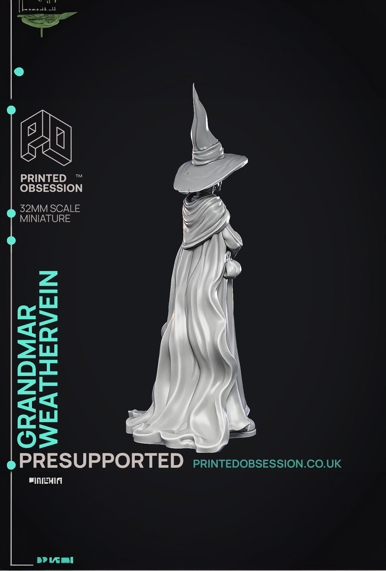 Grandmar Weathervein - Black Witch - PRESUPPORTED - Illustrated and Stats - 32mm scale 3d model