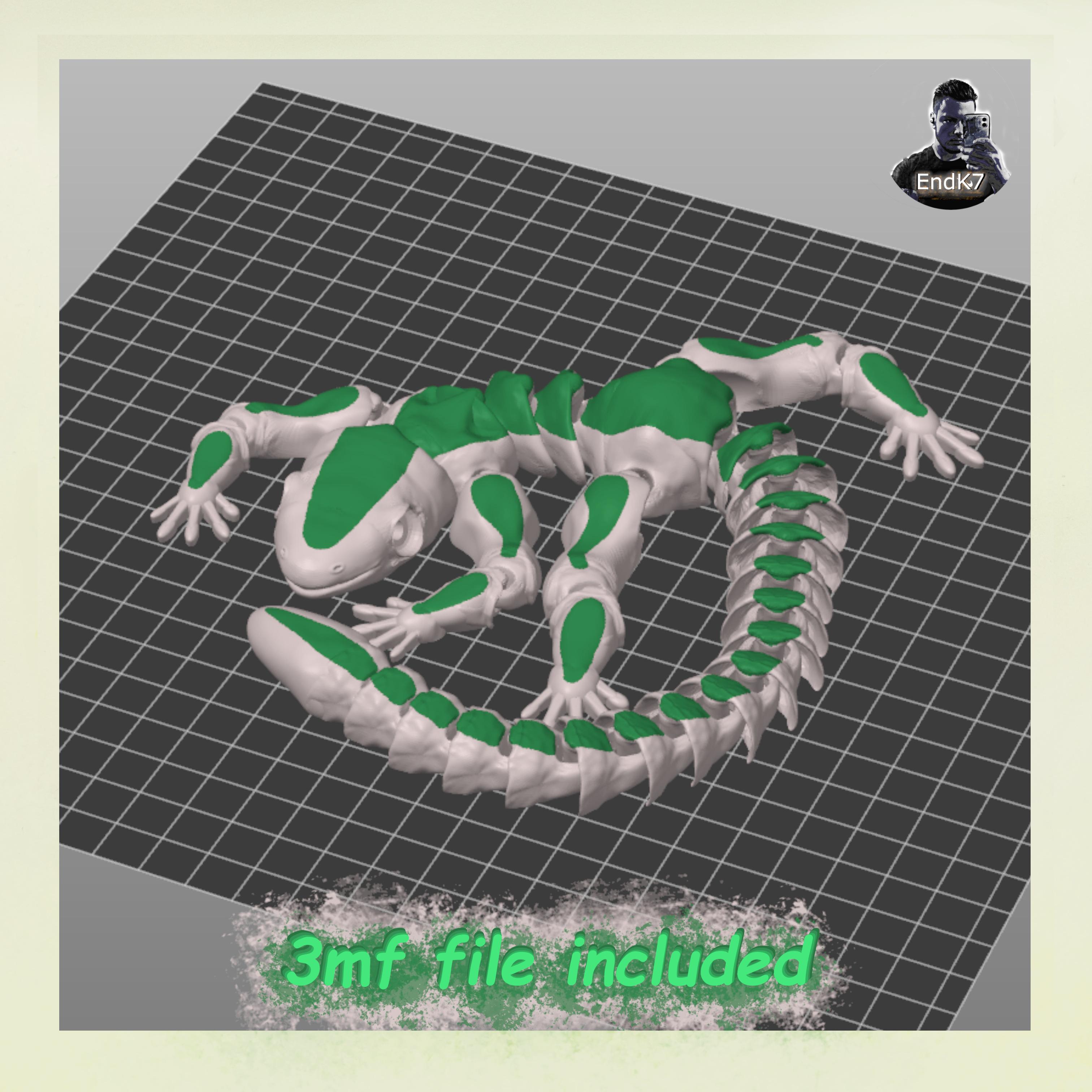 Funny Lizard Gecko - Articulated - Print in Place - No Supports - Flexi 3d model